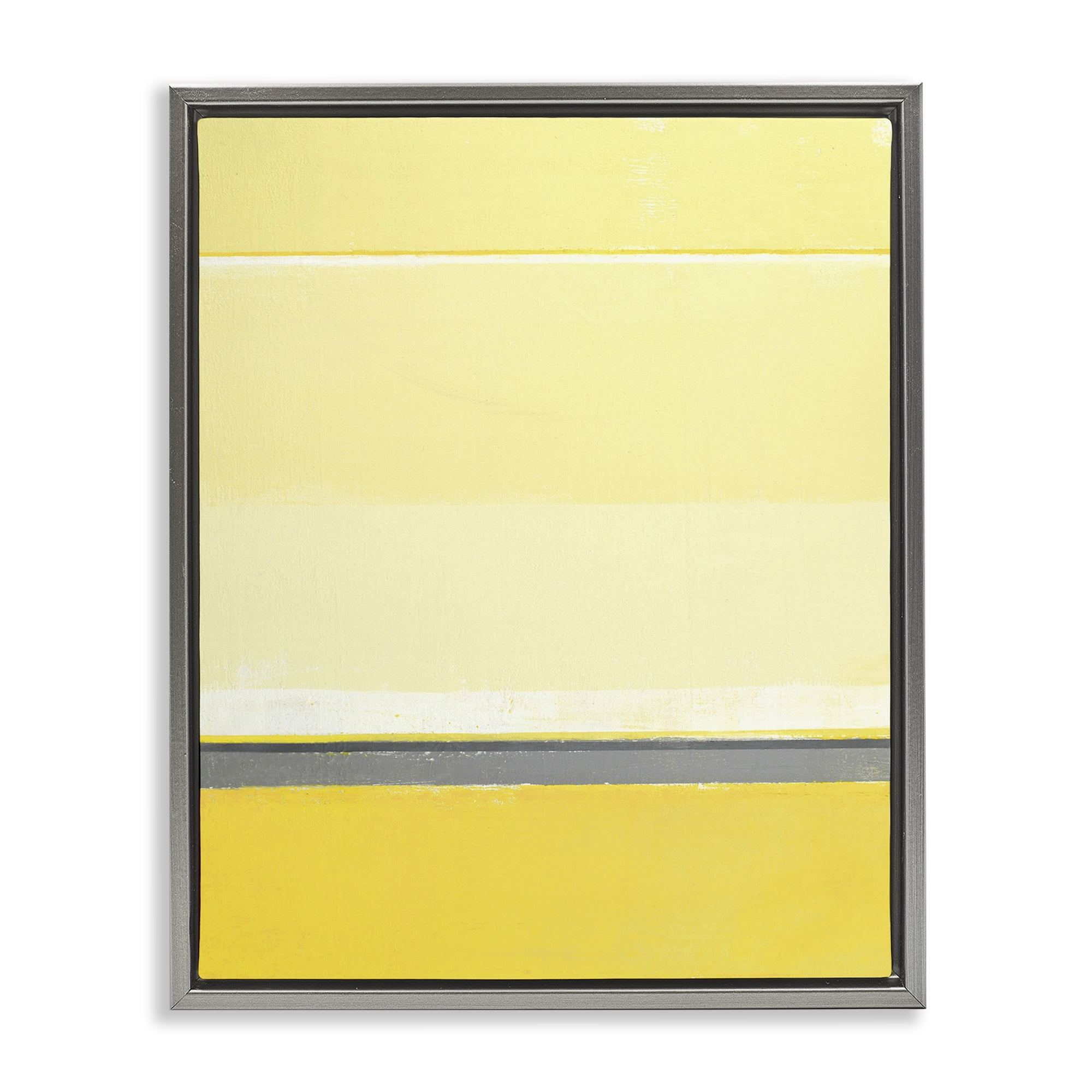 Stupell Industries Yellow Minimal Abstract Abstract Painting Gray Floater Framed Canvas Art Print Wall Art, 25 x 31