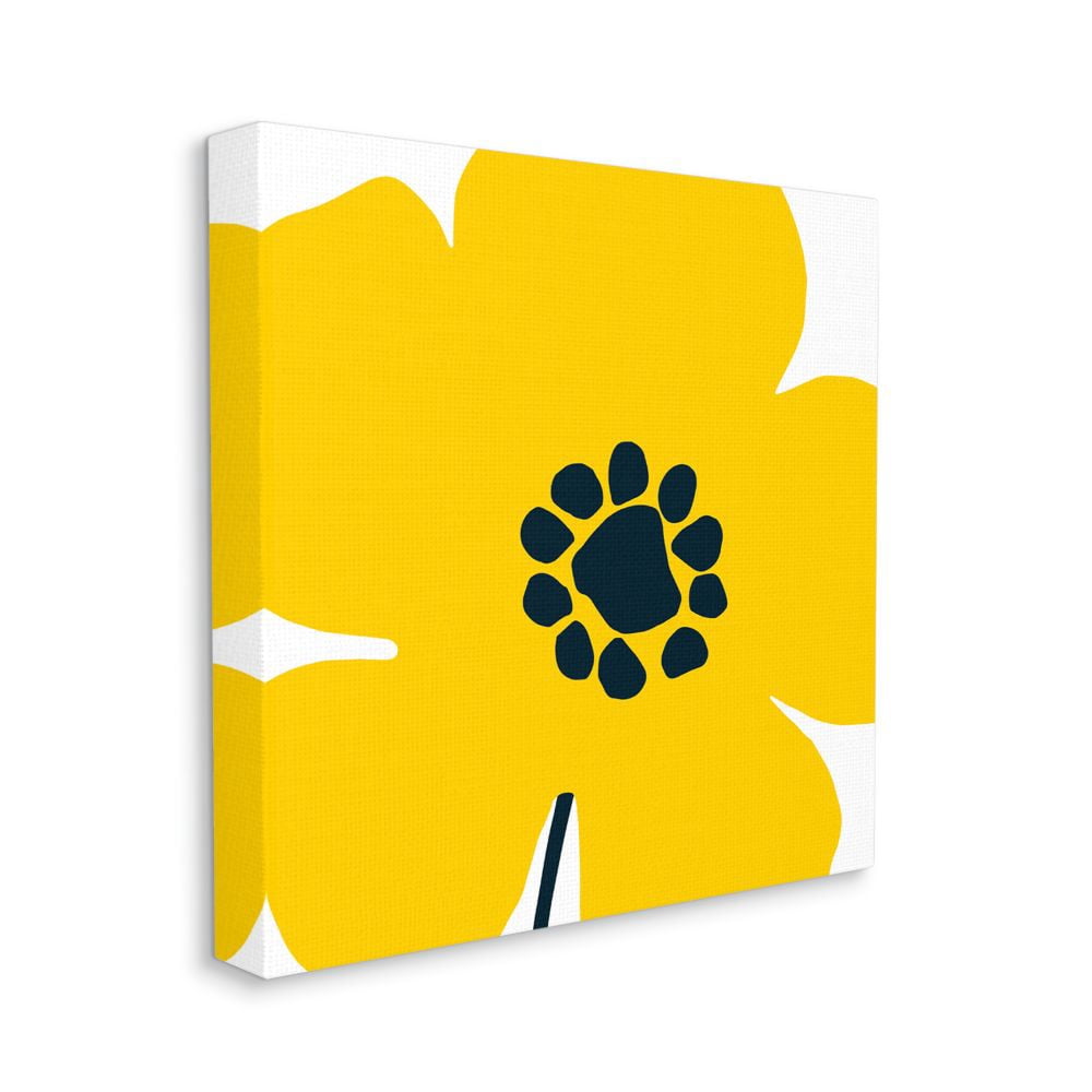 Stupell Industries Yellow Modern Flower Pop Children's Floral Design Canvas Wall Art Design by Wild Apple Portfolio, 36" x 36"