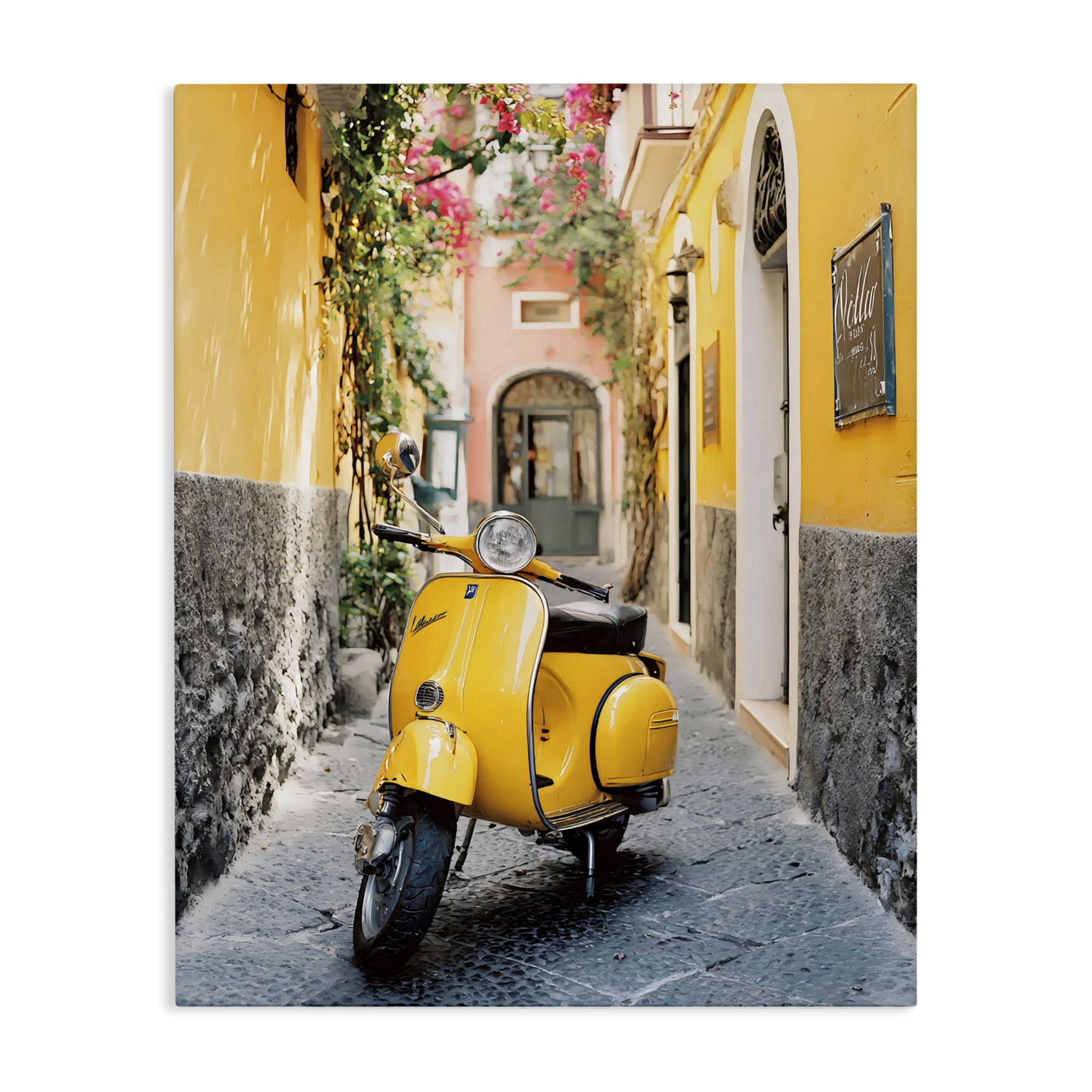 Stupell Industries Yellow Moped in Alley Canvas Wall Art, design by Franklyn Gregory