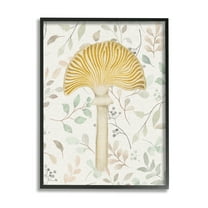 Stupell Industries Yellow Mushroom & Leaves Botanical & Floral Painting Black Framed Art Print Wall Art, 11 x 14