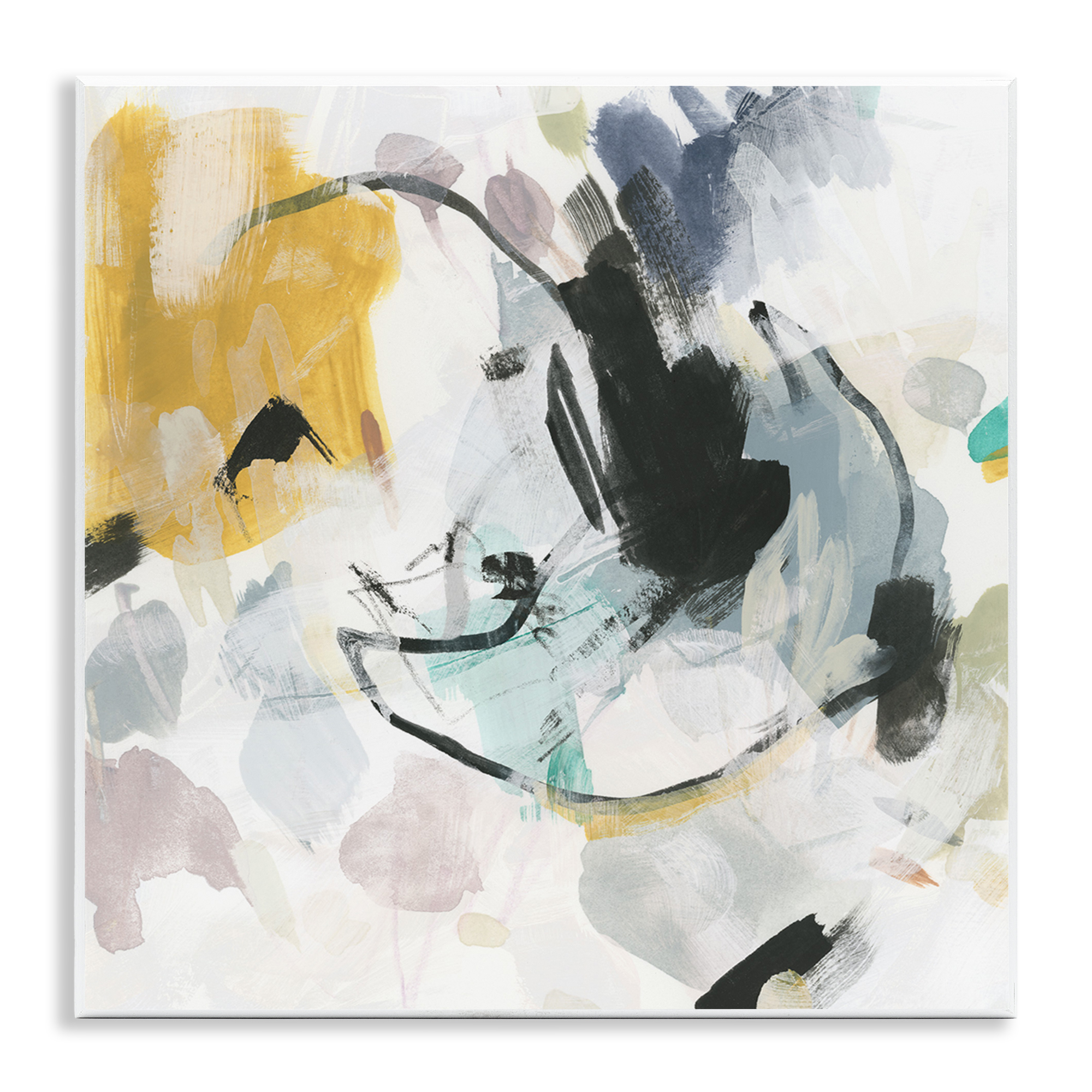 Stupell Industries Yellow & Neutral Abstraction Abstract Painting Unframed Art Print Wall Art, 12 x 12