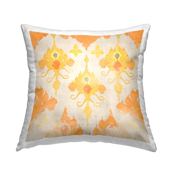 Stupell Industries Yellow Orange Damask Pattern Printed Throw Pillow Design by Evelia Designs