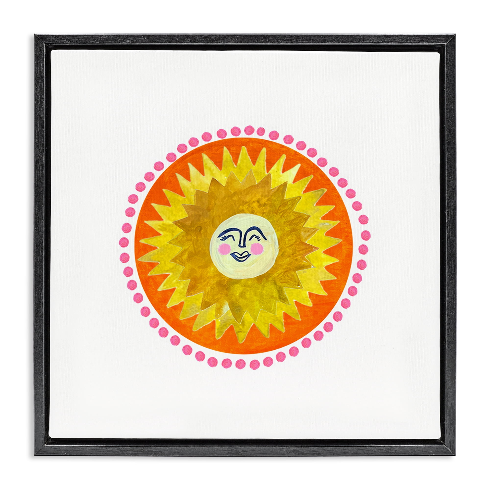 Stupell Industries Yellow & Orange Smiling Sun Black Framed Floater Canvas Wall Art, design by Katherine Herrell Studio