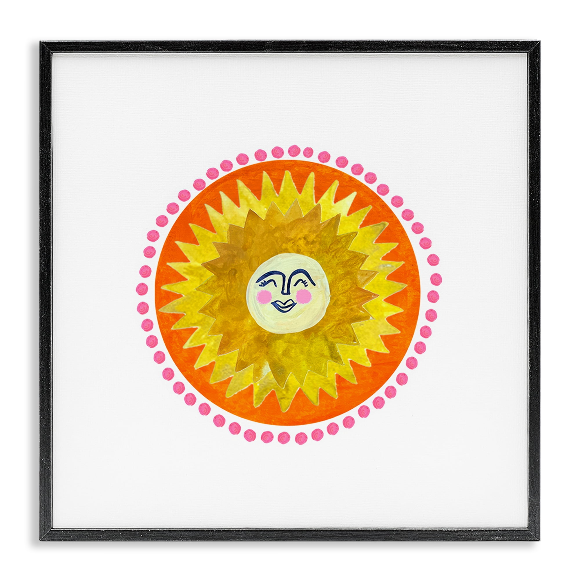 Stupell Industries Yellow & Orange Smiling Sun Black Framed Giclee Art, design by Katherine Herrell Studio