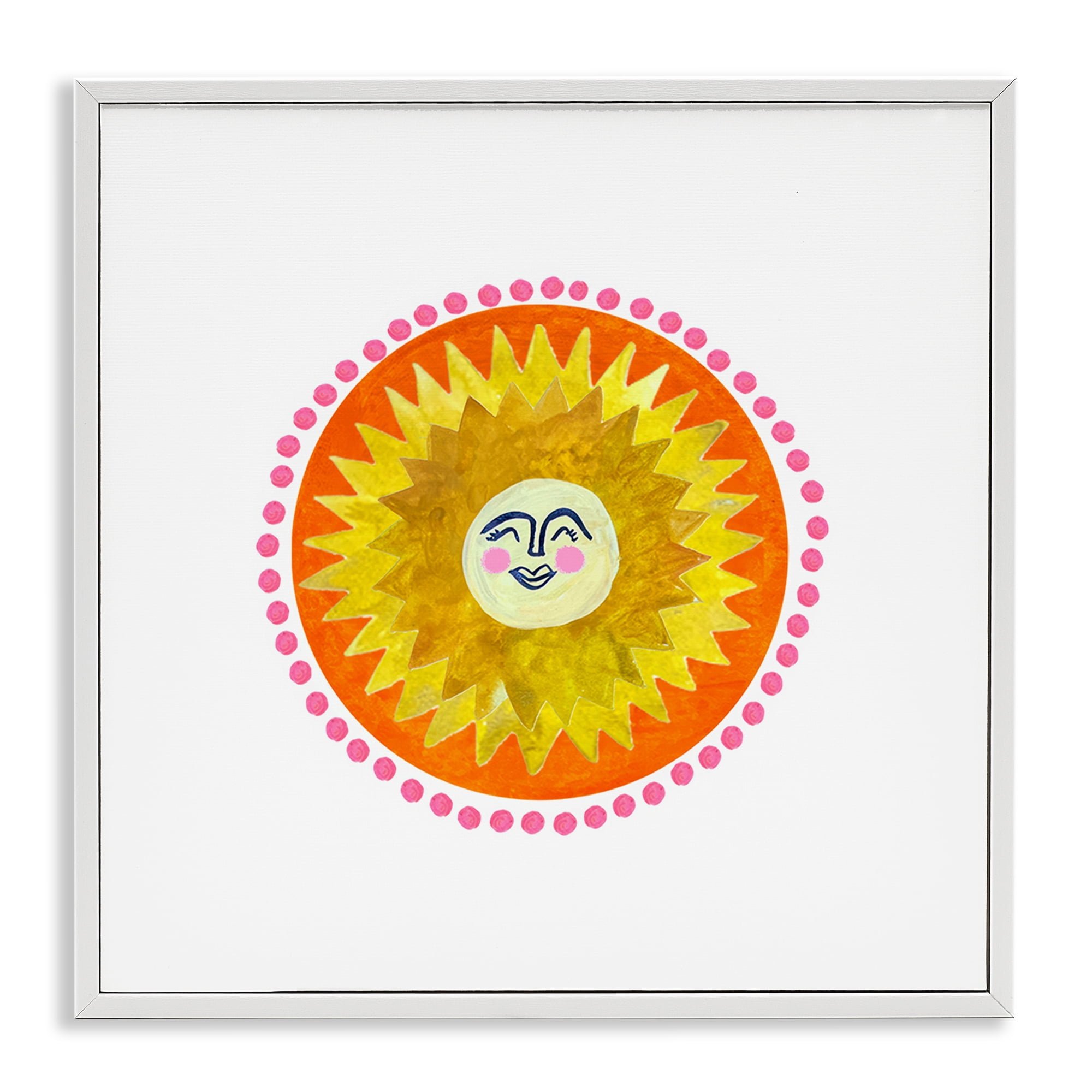 Stupell Industries Yellow & Orange Smiling Sun White Framed Giclee Art, design by Katherine Herrell Studio