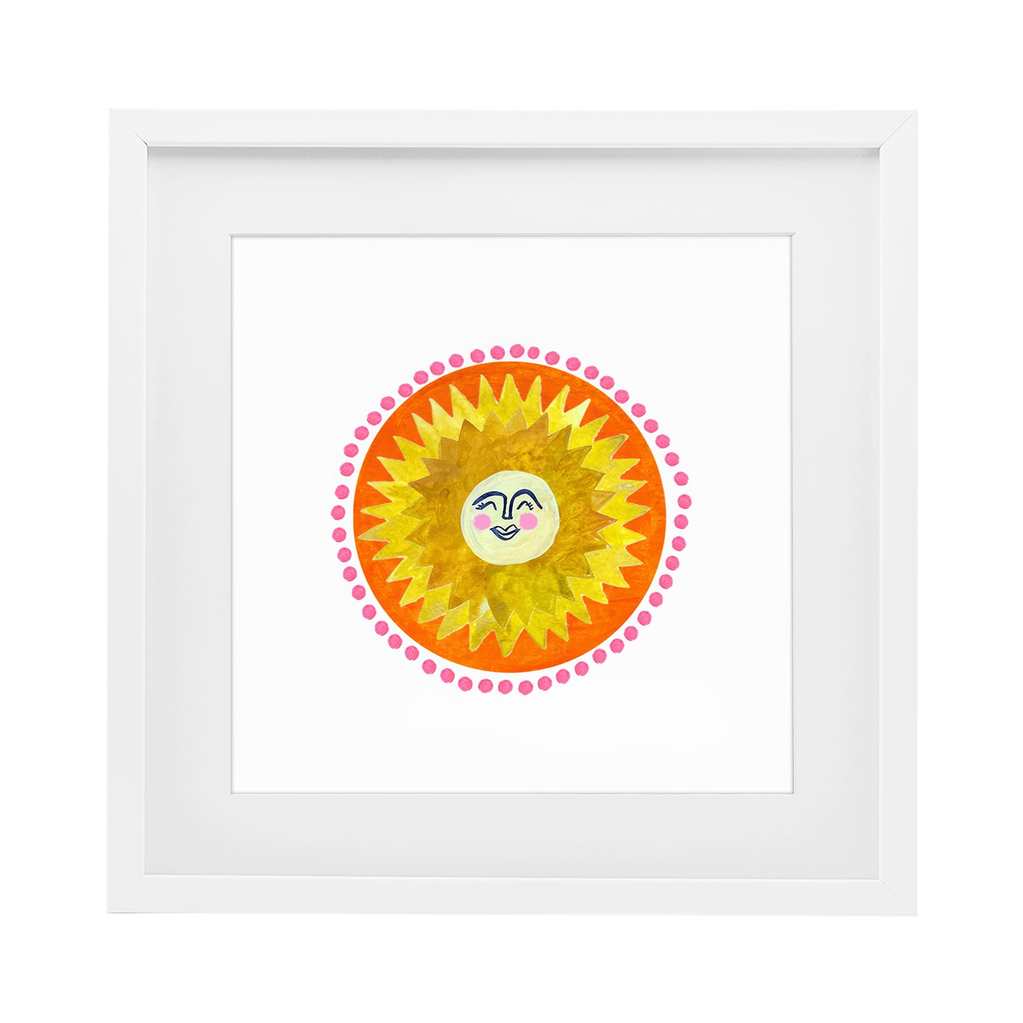 Stupell Industries Yellow & Orange Smiling Sun White Framed Print Under Glass, design by Katherine Herrell Studio