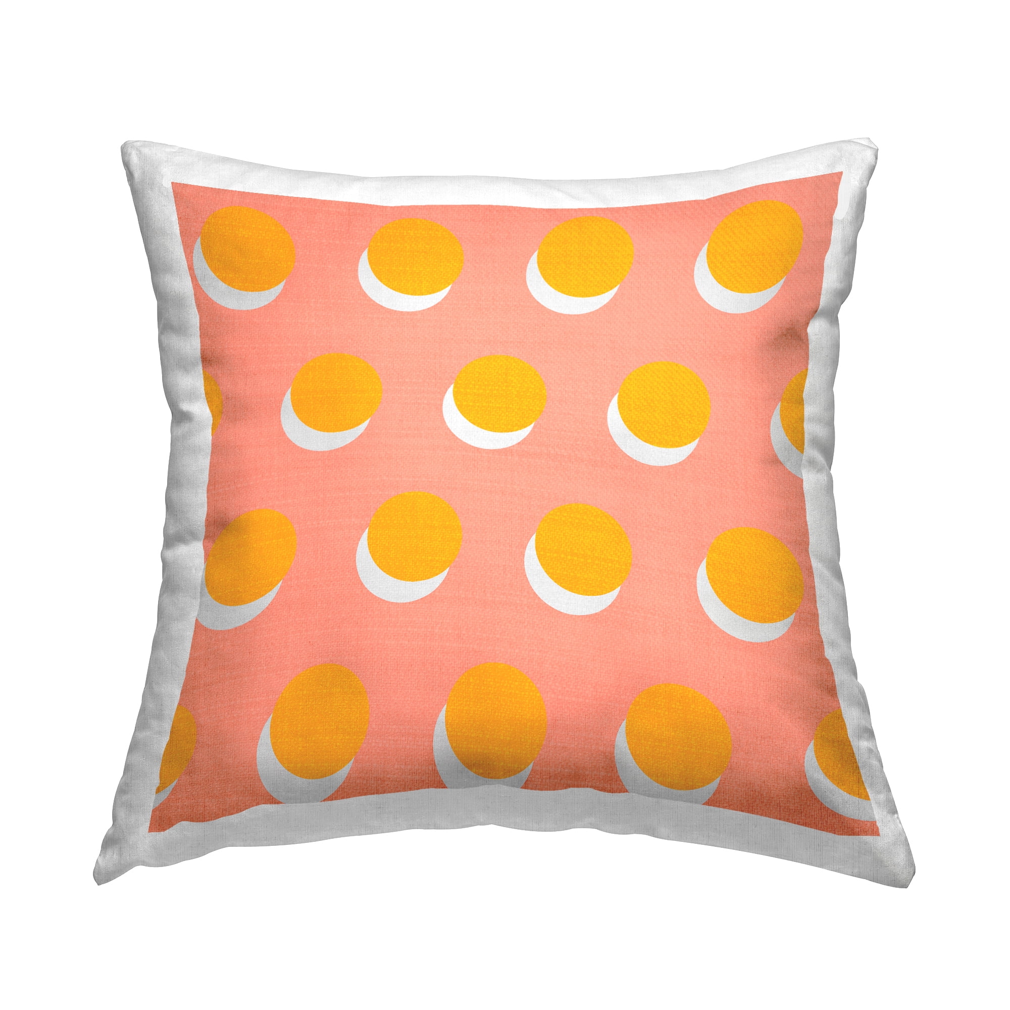 Yellow and Pink Polka Dot Square Throw Pillow