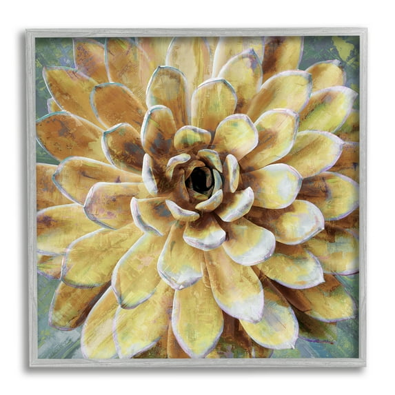 Stupell Industries Yellow Painted Botanical Succulent Bloom Painting Graphic Art Gray Framed Art Print Wall Art, 12x12, by Lindsay Benson