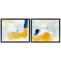 Stupell Industries Yellow Patchy Abstract Abstract Painting Black Floater Framed Canvas Art Print Wall Art, 21 x 17, Set of 2