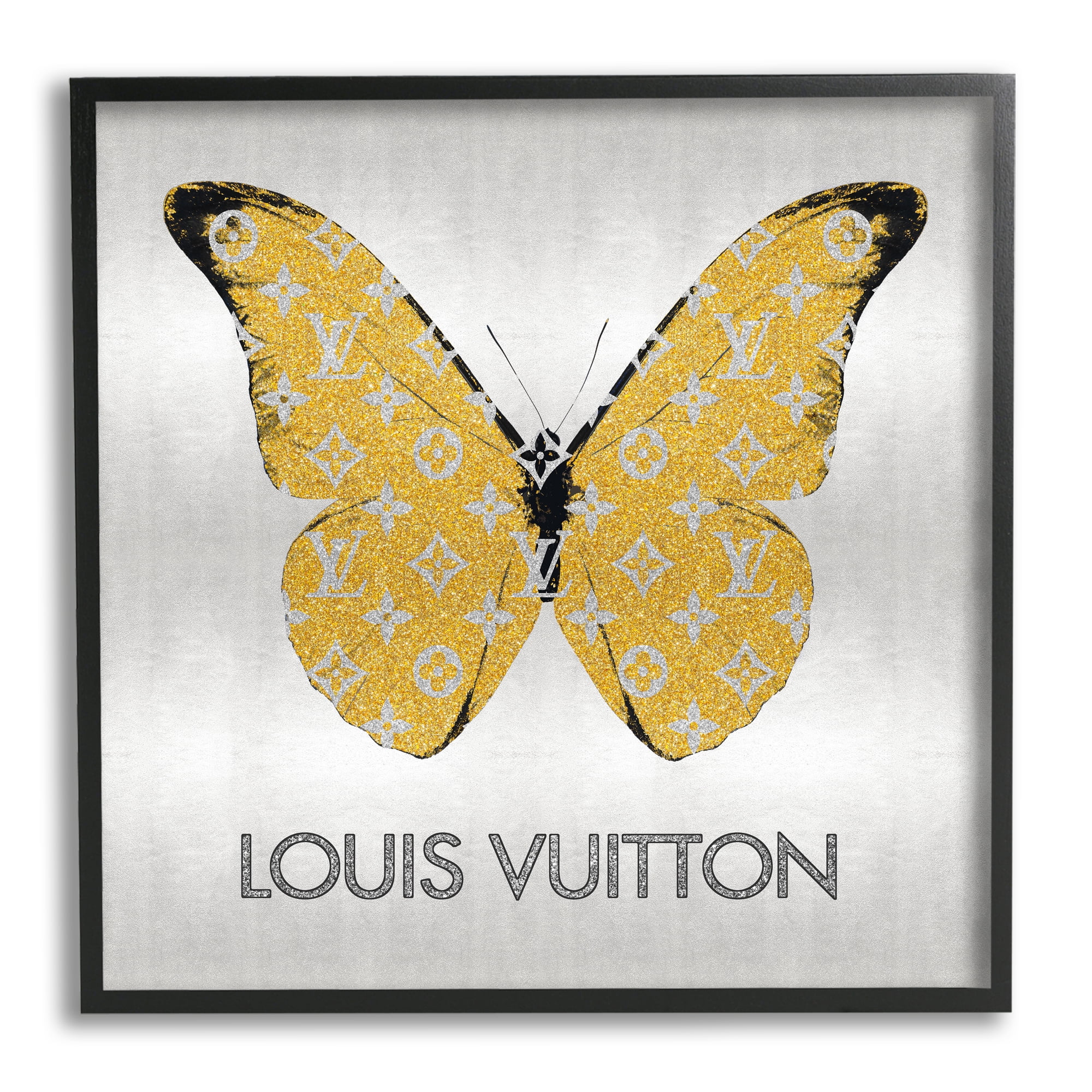 Stupell Industries Yellow Patterned Butterfly Animals & Insects Painting Black Framed Art Print Wall Art, 17 x 17