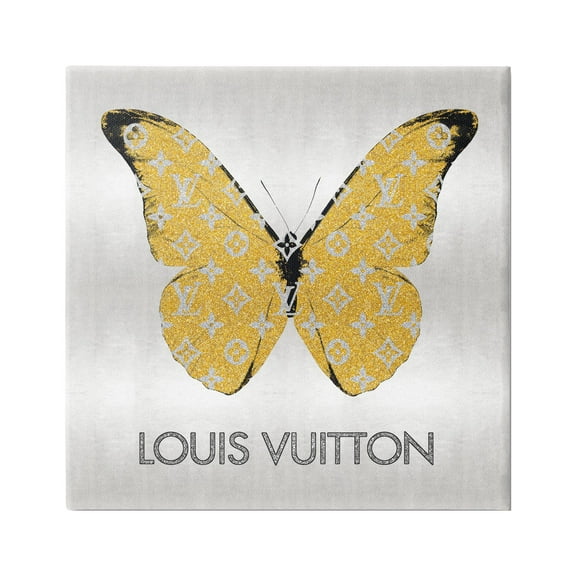 Stupell Industries Yellow Patterned Butterfly Animals & Insects Painting Gallery Wrapped Canvas Print Wall Art, 24 x 24