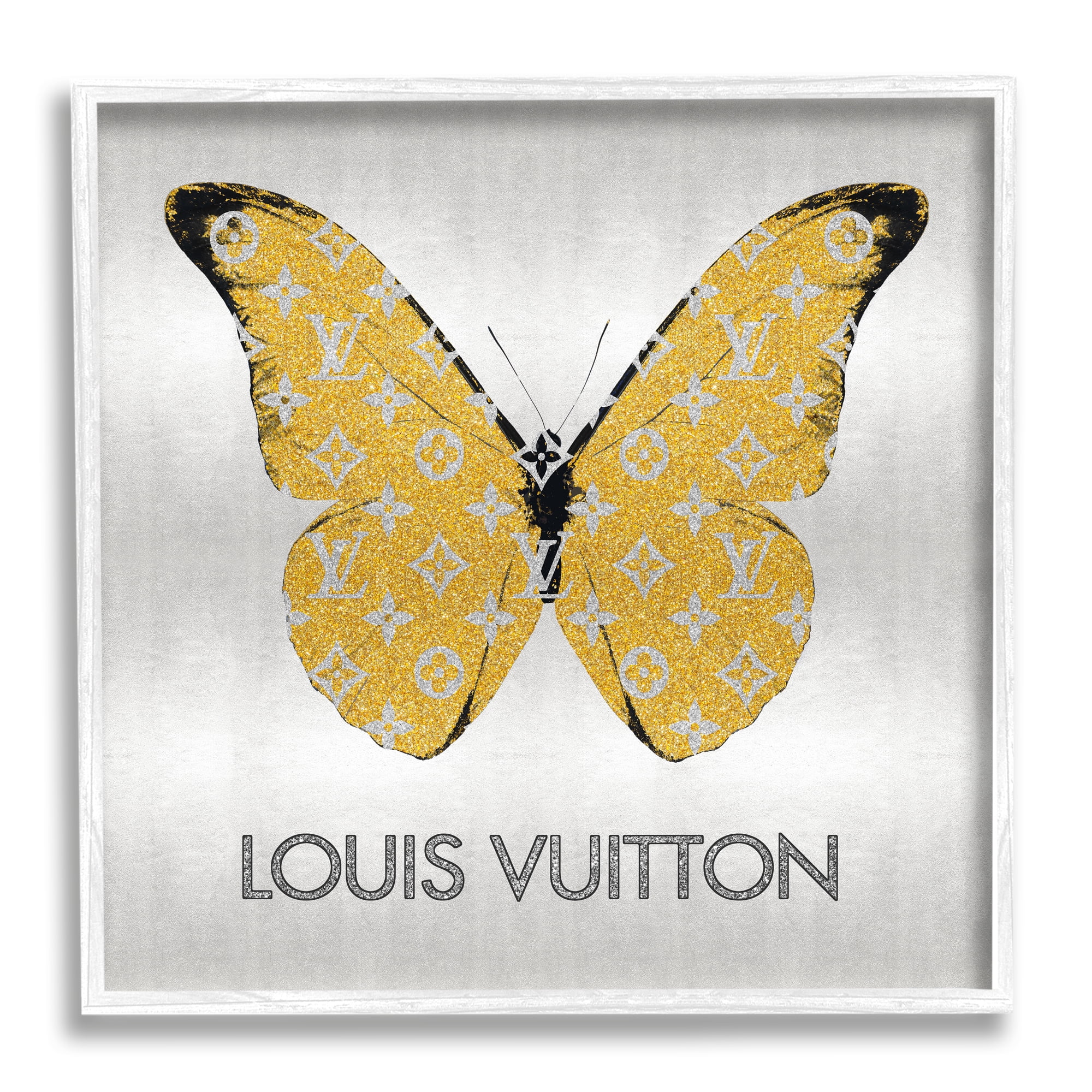 Stupell Industries Yellow Patterned Butterfly Animals & Insects Painting White Framed Art Print Wall Art, 12 x 12