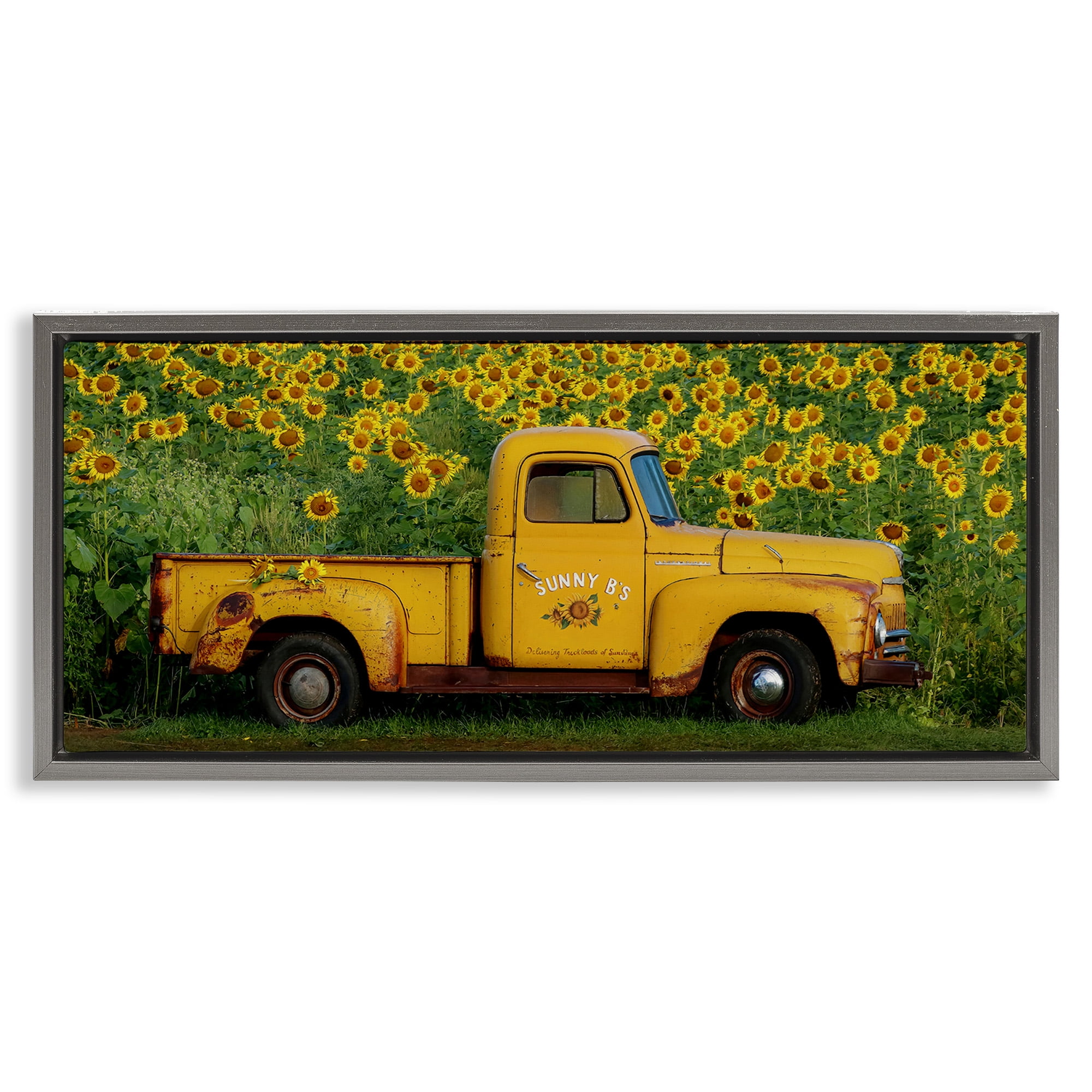 Stupell Industries Yellow Pickup in Sunflower Field Transportation