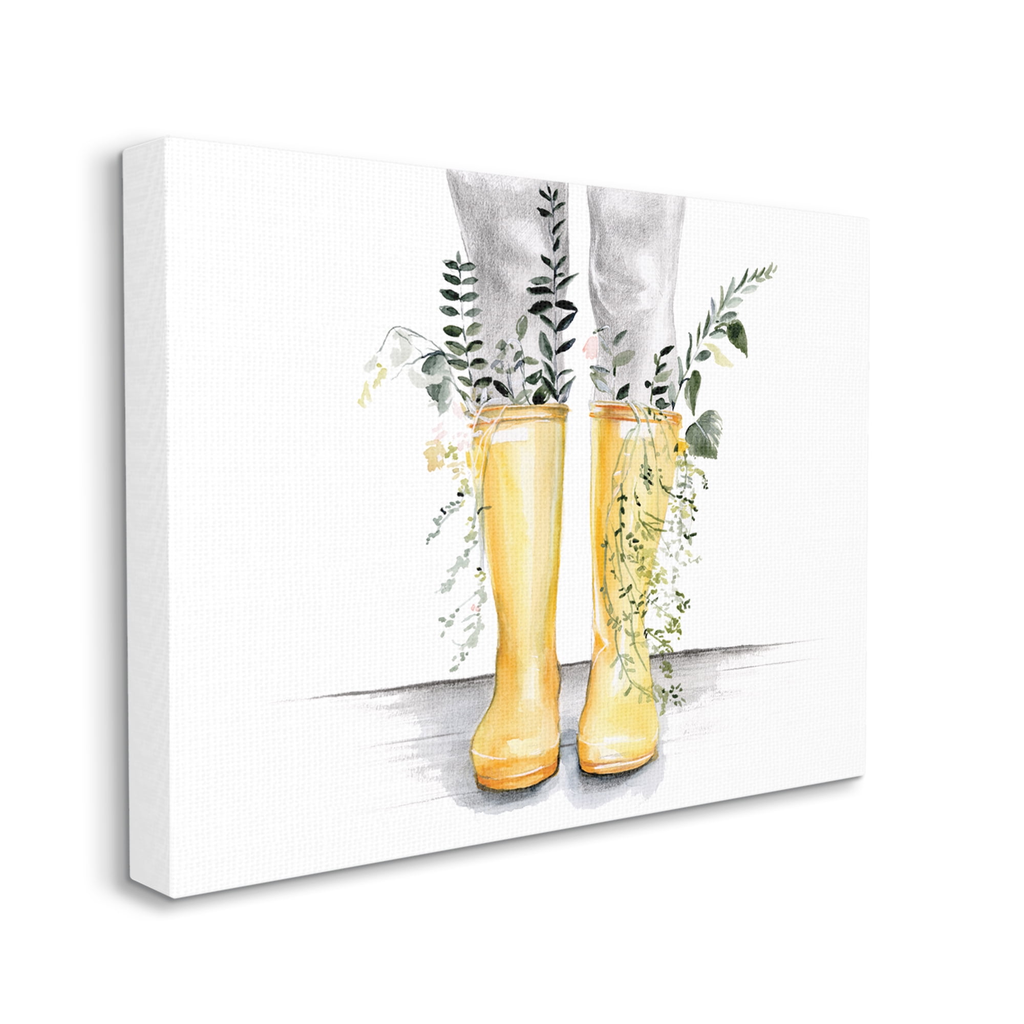 Stupell Industries Yellow Rainboot Bouquets Chic Wildflower Foliage,36 x 48,Designed by Jennifer Paxton Parker