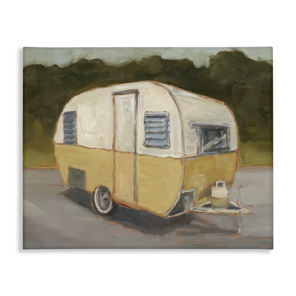 Stupell Industries Yellow Retro Camper Transportation Painting Wrapped Canvas Canvas Art Print Wall Art, 48 x 36