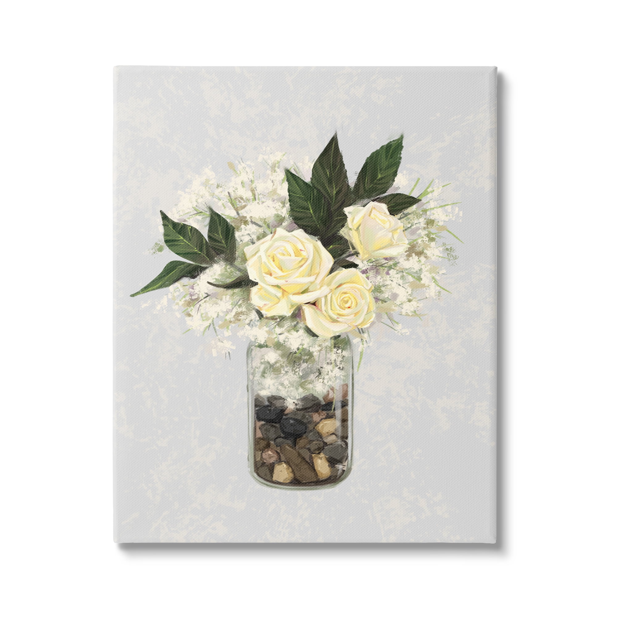 Stupell Industries Yellow Rose Flower Bouquet Decorated Rocks Vase Graphic Art Gallery Wrapped Canvas Print Wall Art, Design by Ziwei Li