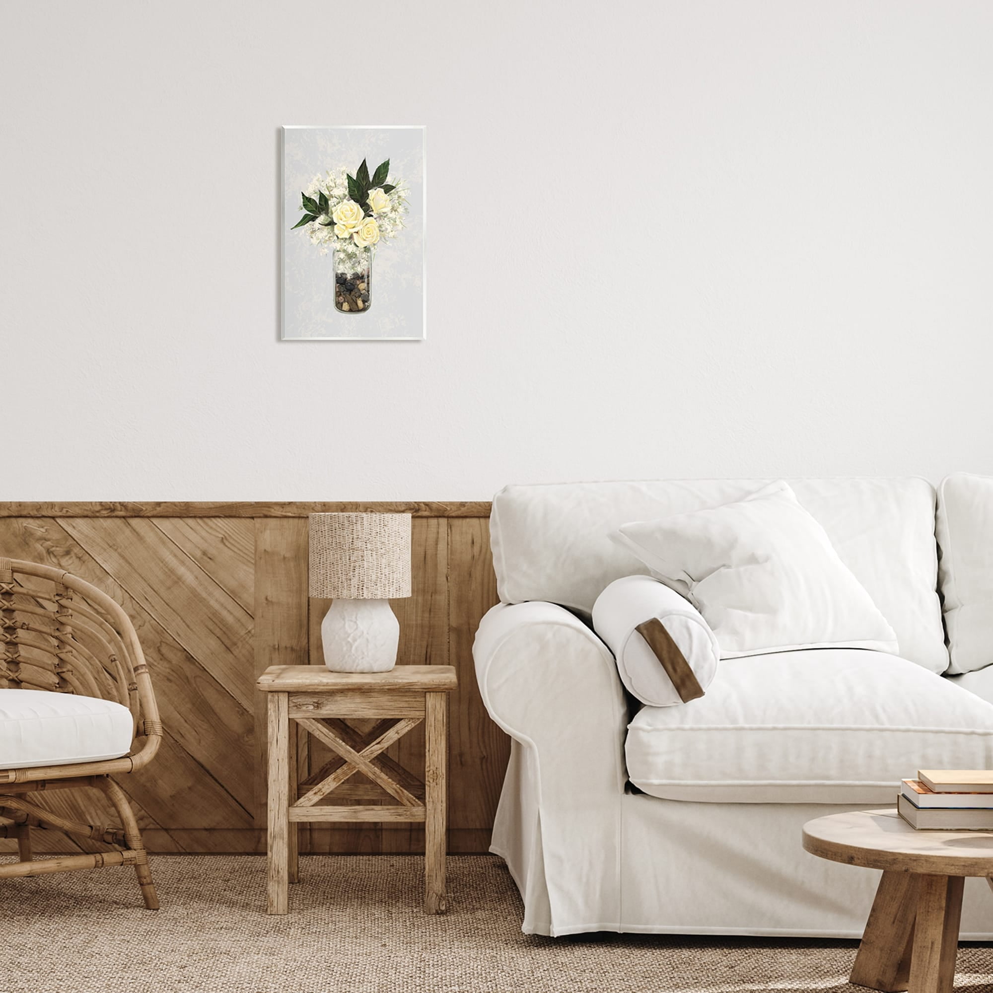 Stupell Industries Yellow Rose Flower Bouquet Decorated Rocks Vase Graphic Art Unframed Art Print Wall Art, Design by Ziwei Li