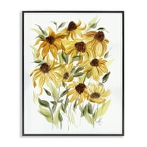 Stupell Industries Yellow Rudbeckia Florals Botanical & Floral Painting Black Framed Art Print Wall Art, 11 x 14