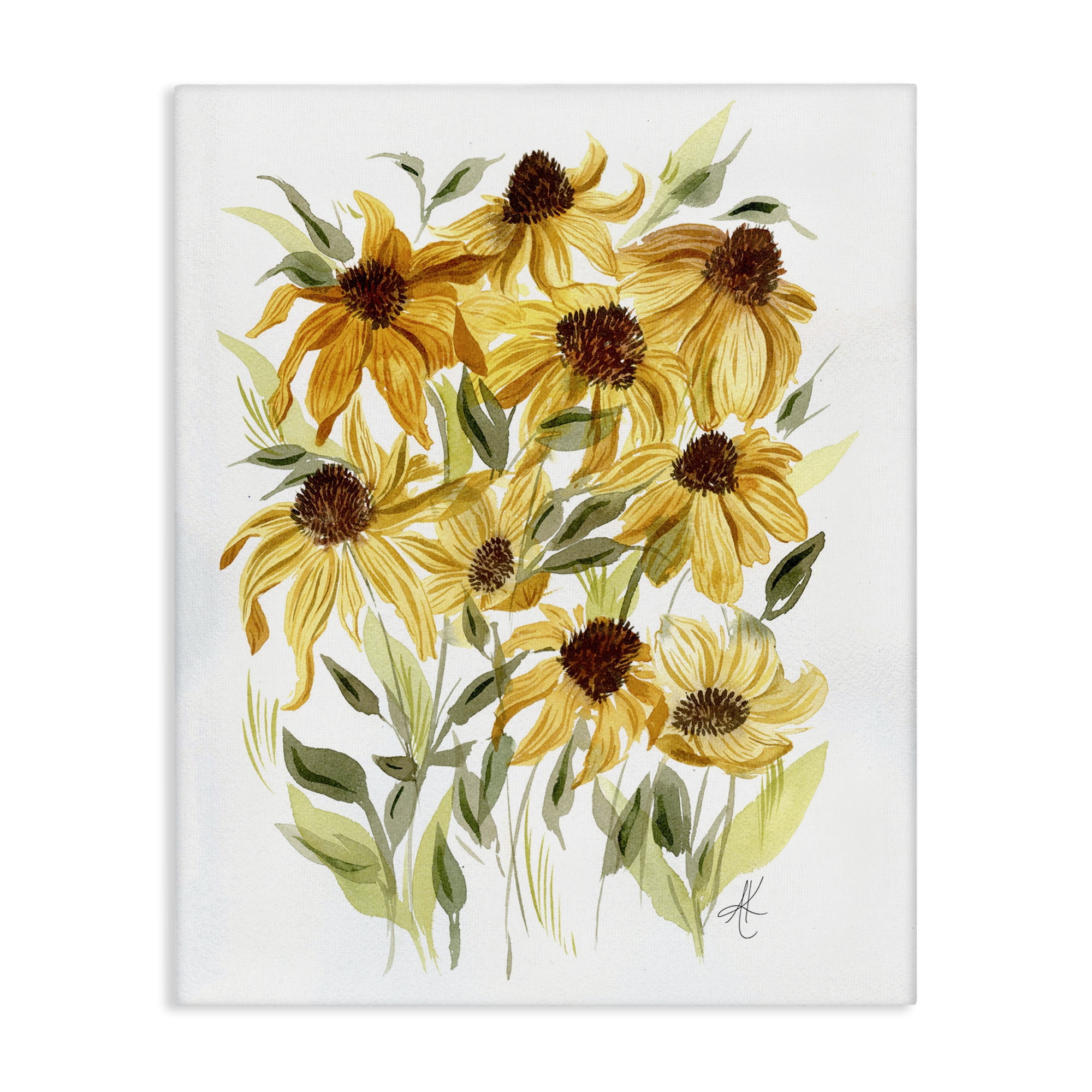 Stupell Industries Yellow Rudbeckia Florals Botanical & Floral Painting Gallery Wrapped Canvas Art Print Wall Art, 16 x 20