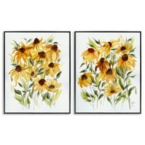 Stupell Industries Yellow Rudbeckia Flowers Plants & Flowers Painting Black Framed Art Print Wall Art, 11 x 14, Set of 2