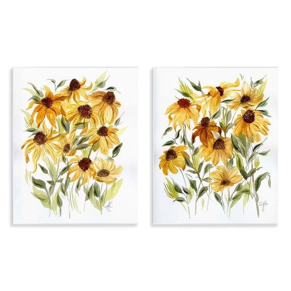 Stupell Industries Yellow Rudbeckia Flowers Plants & Flowers Painting Unframed Art Print Wall Art, 11 x 14, Set of 2