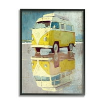 Stupell Industries Yellow Rustic Minibus Transportation Painting Black Framed Art Print Wall Art, 11 x 14