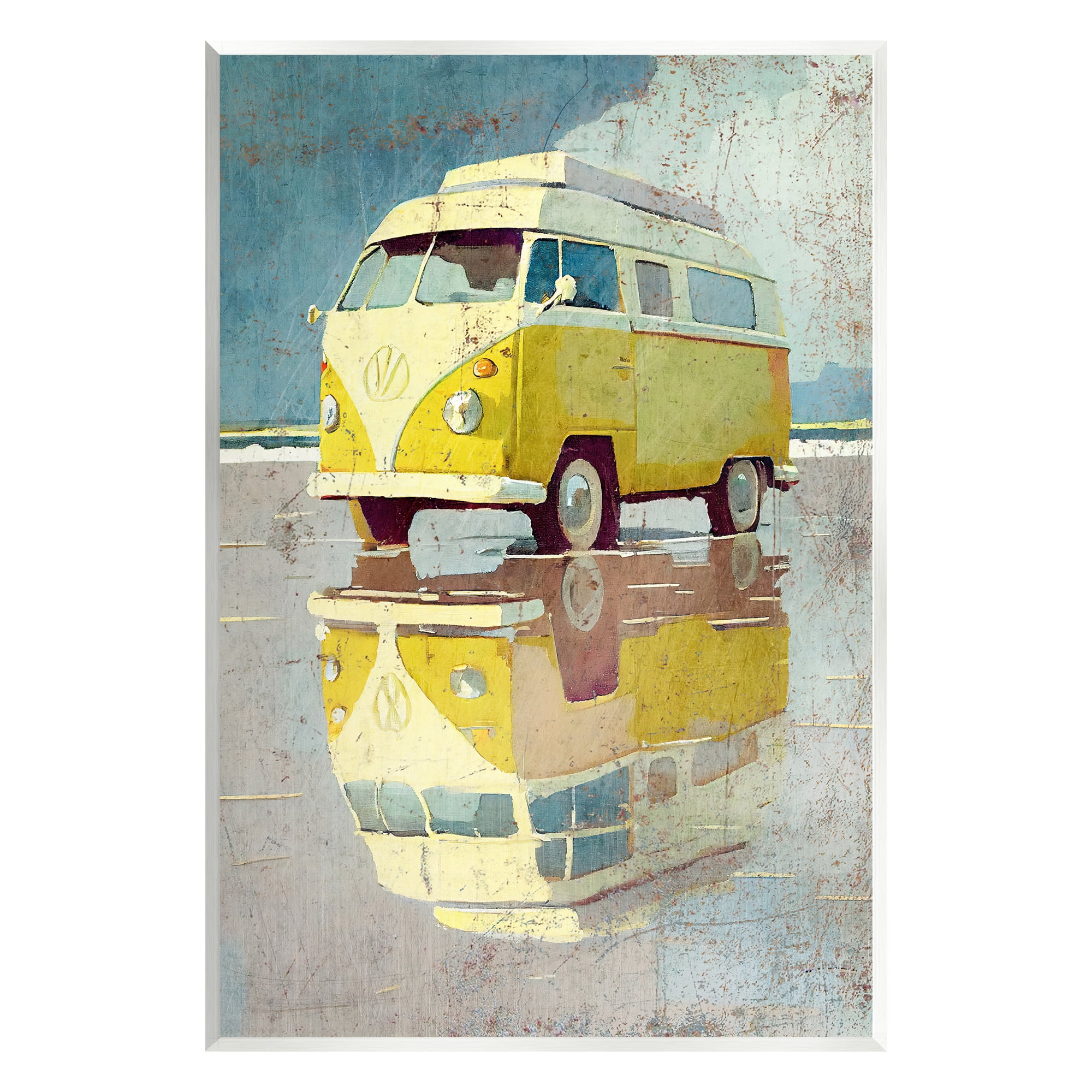 Stupell Industries Yellow Rustic Minibus Transportation Painting Unframed Art Print Wall Art, 13 x 19