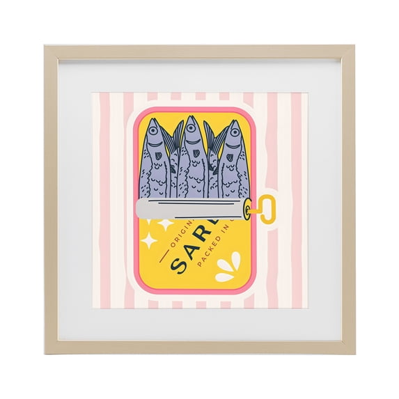 Stupell Industries Mid-Century Yellow Sardine Tin Birch Framed Print Under Glass, 13 x 13, by Creative Studio