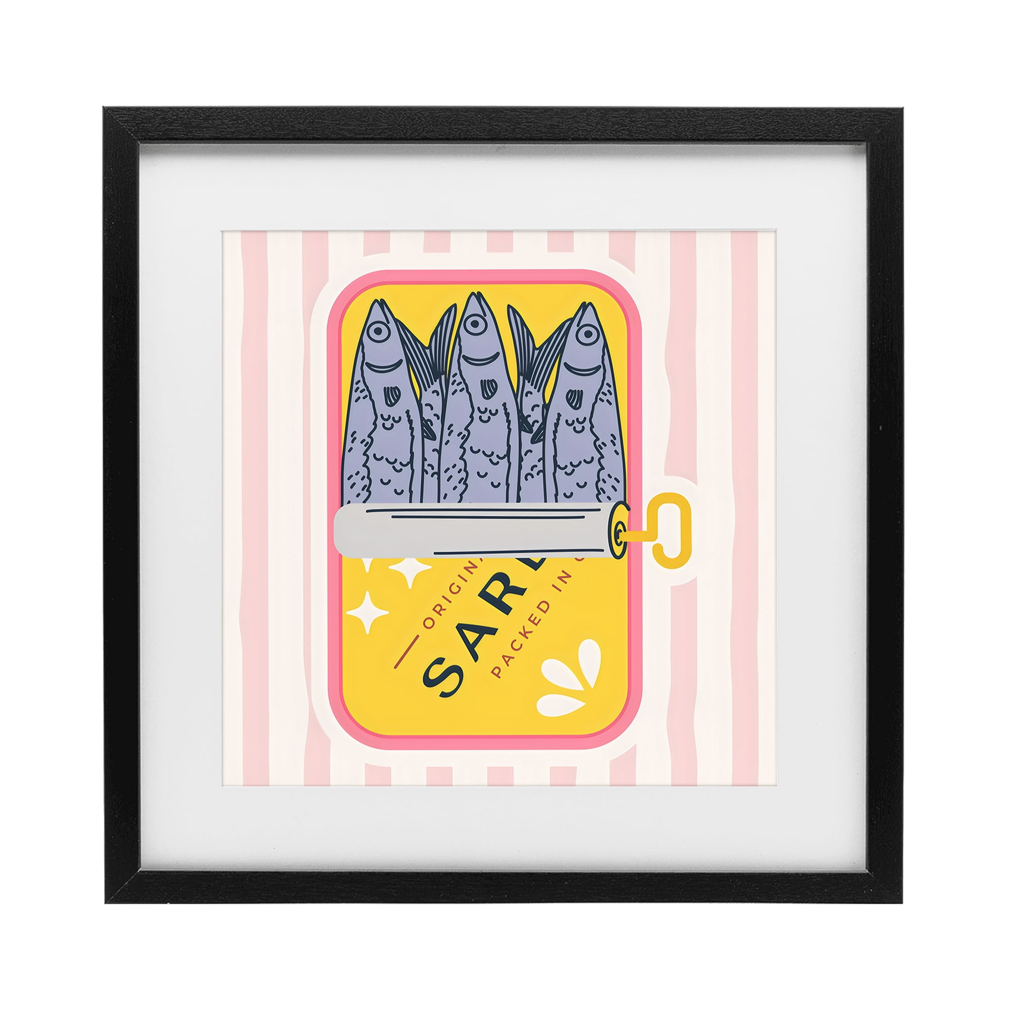 Stupell Industries Yellow Sardine Tin Black Framed Print Under Glass, design by Creative Studio
