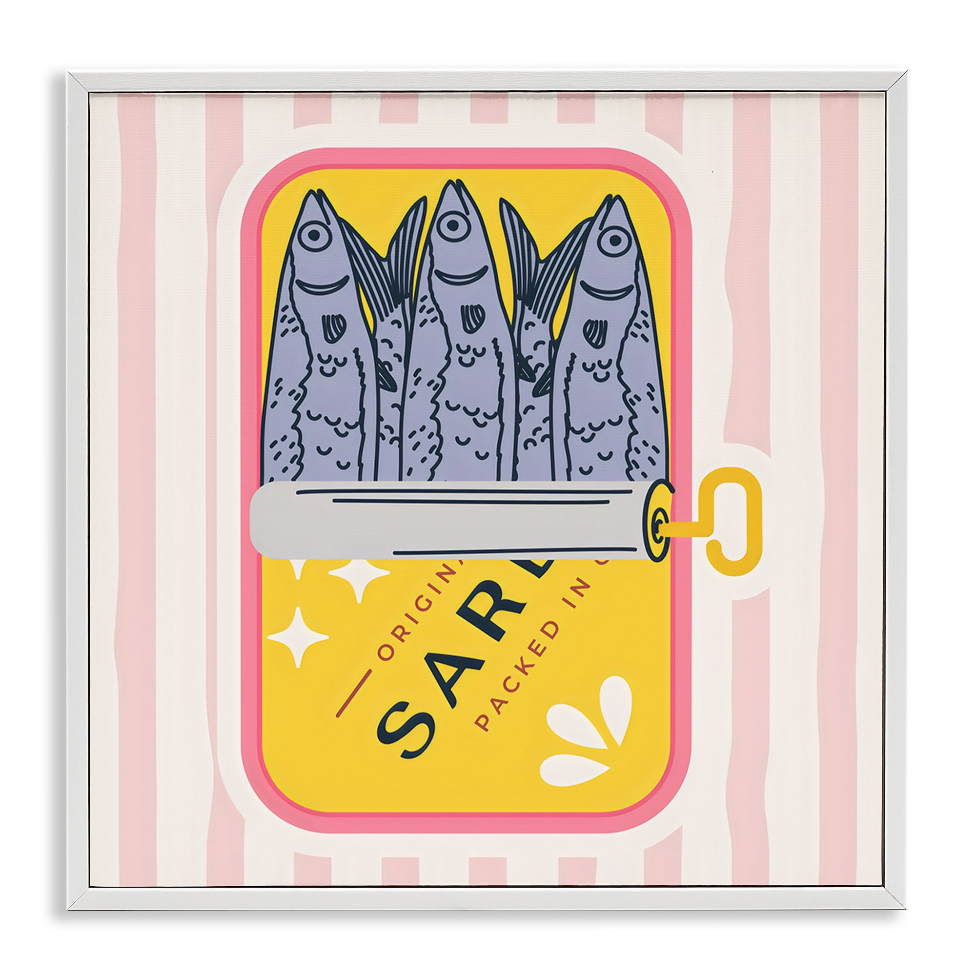 Stupell Industries Yellow Sardine Tin White Framed Giclee Art, design by Creative Studio