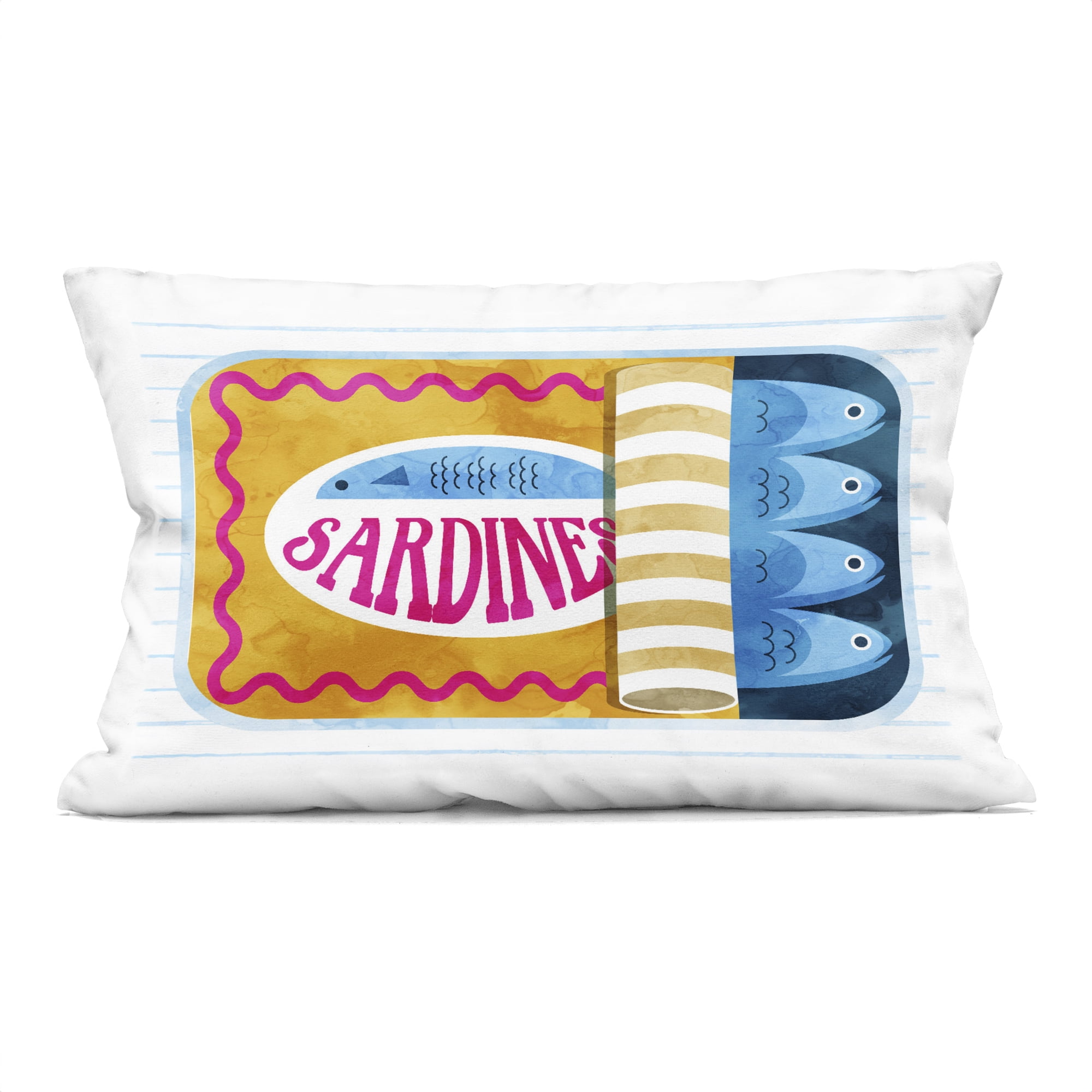 Stupell Industries Yellow Sardine Tin over Stripes Decorative Printed Throw Pillow, design by Daphne Polselli