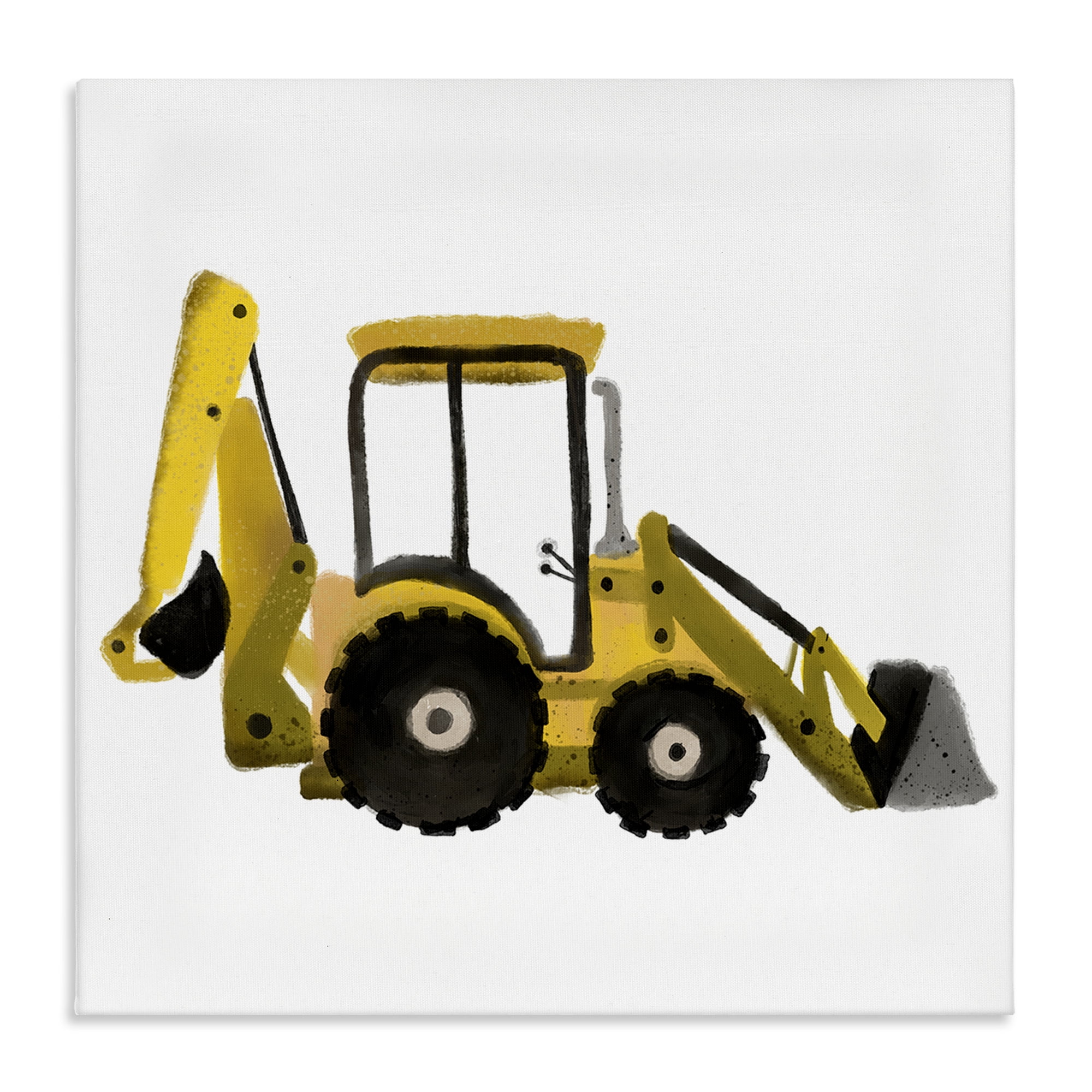 Stupell Industries Yellow Simple Bulldozer Transportation Painting Wrapped Canvas Art Print Wall Art, 30 x 30