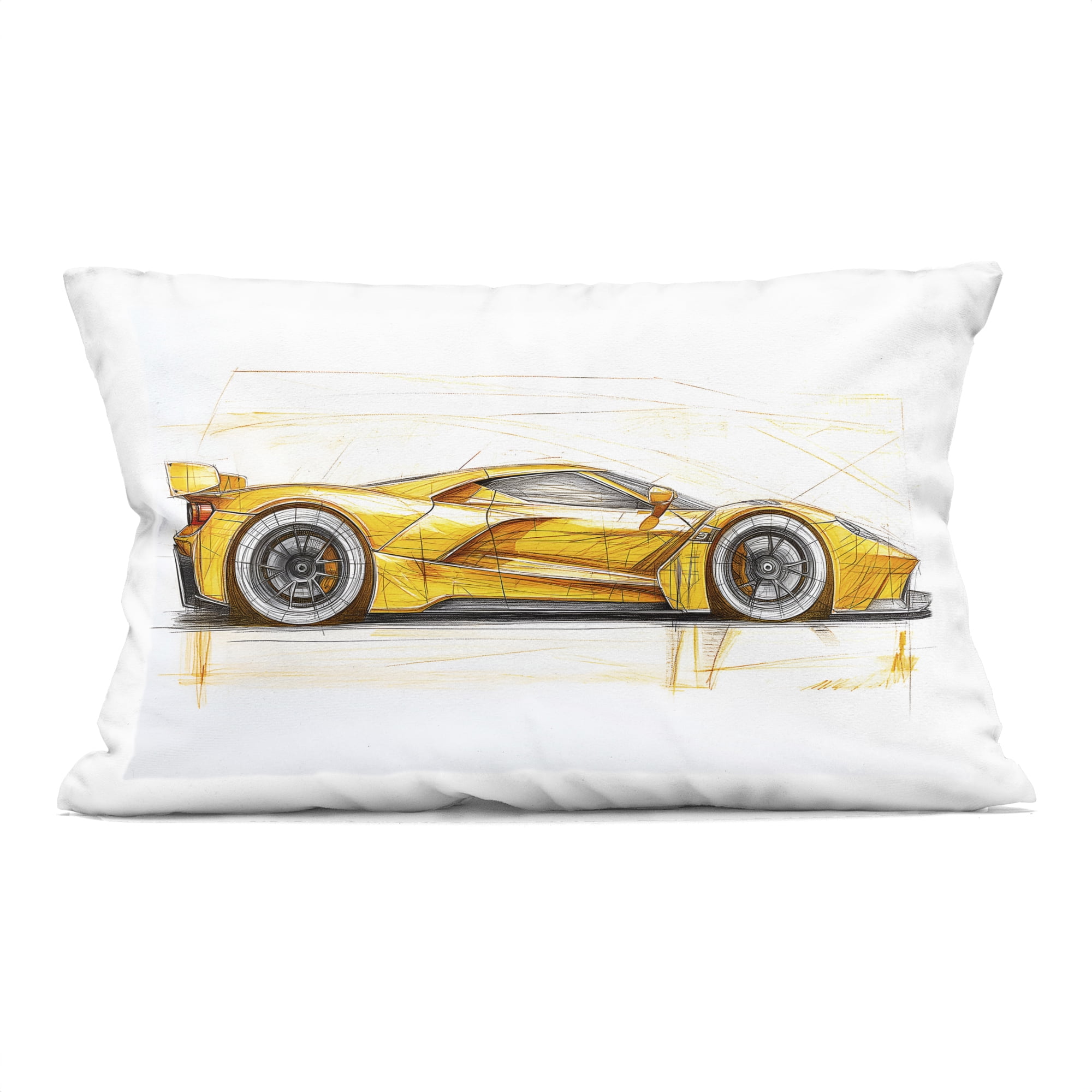 Stupell Industries Yellow Sports Car Whimsicality Decorative Printed Throw Pillow, design by Steve Hunziker