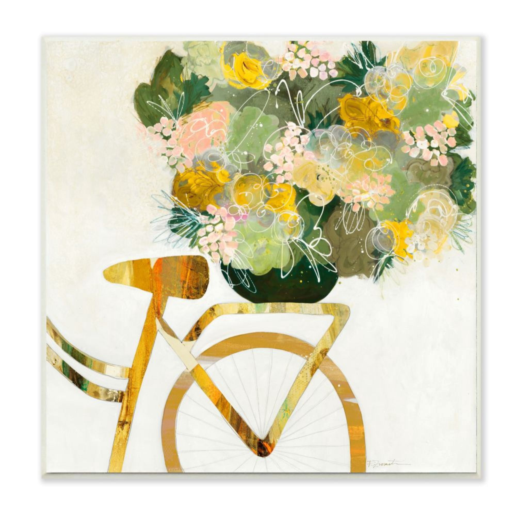 Stupell Industries Yellow Spring Floral Bouquet on Bicycle Rack Design by Ruth Fromstein