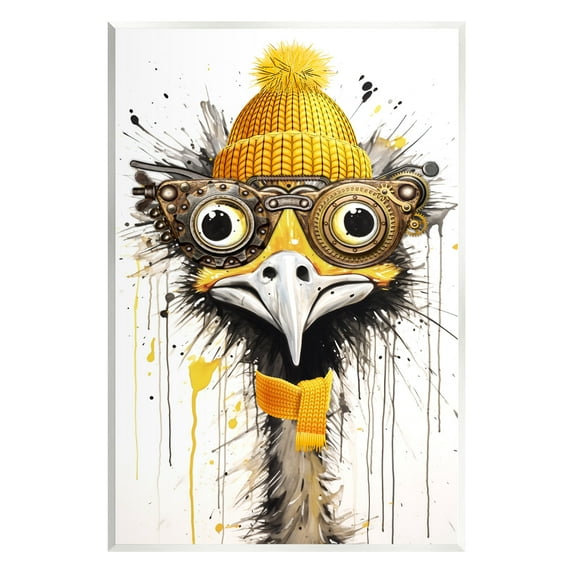 Stupell Industries Yellow Steampunk Emu Animals & Insects Painting Unframed Art Print Wall Art, 13 x 19