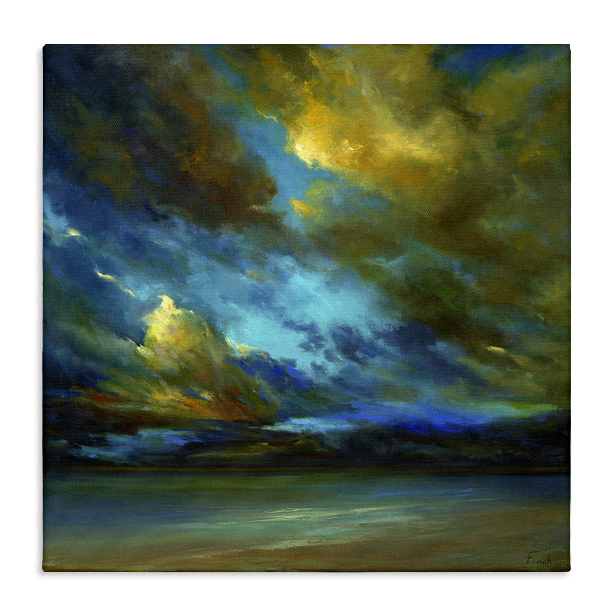 Stupell Industries Yellow Streaked Sky Landscape & Nature Painting Wrapped Canvas Art Print Wall Art, 24 x 24
