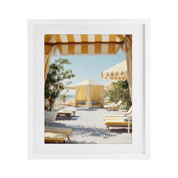 Stupell Industries Tropical Yellow Striped Beach Cabanas White Framed Print Under Glass, 13 x 16, by Franklyn Gregory