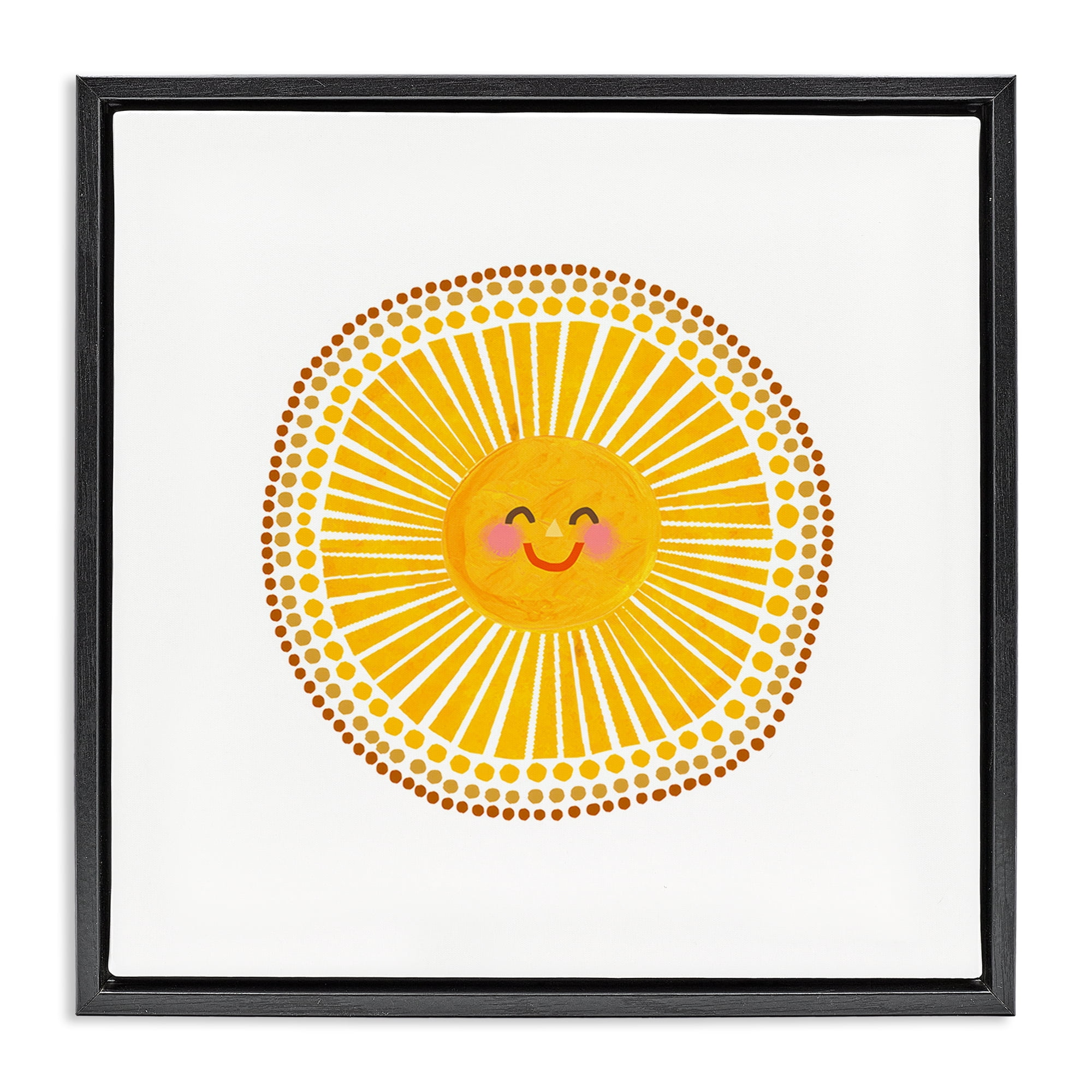 Stupell Industries Yellow Sun's Smile Black Framed Floater Canvas Wall Art, design by Katherine Herrell Studio