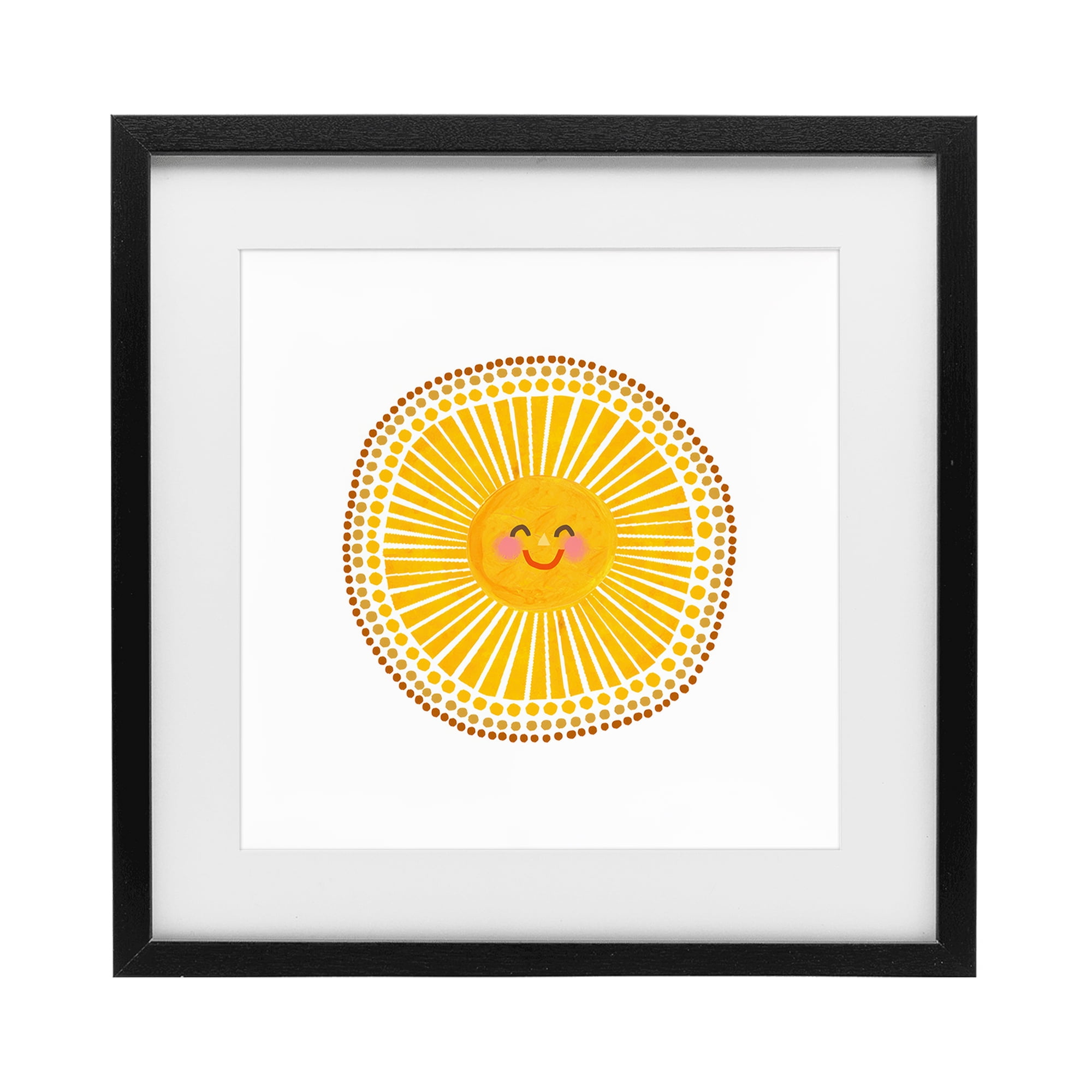 Stupell Industries Yellow Sun's Smile Black Framed Print Under Glass, design by Katherine Herrell Studio