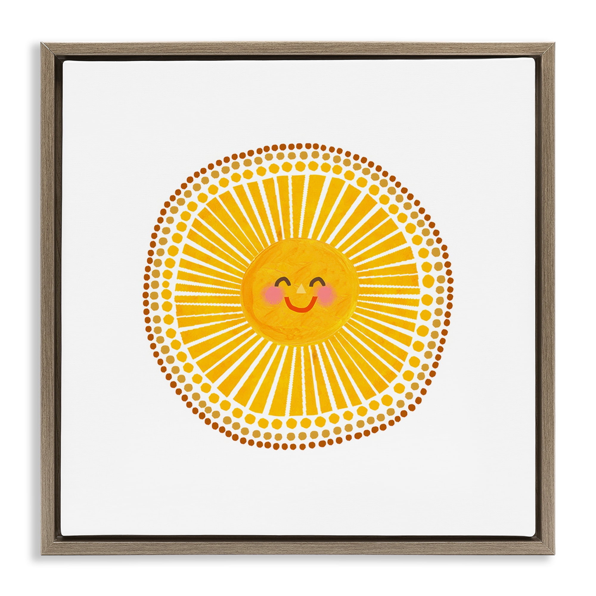 Stupell Industries Yellow Sun's Smile Brown Framed Floater Canvas Wall Art, design by Katherine Herrell Studio