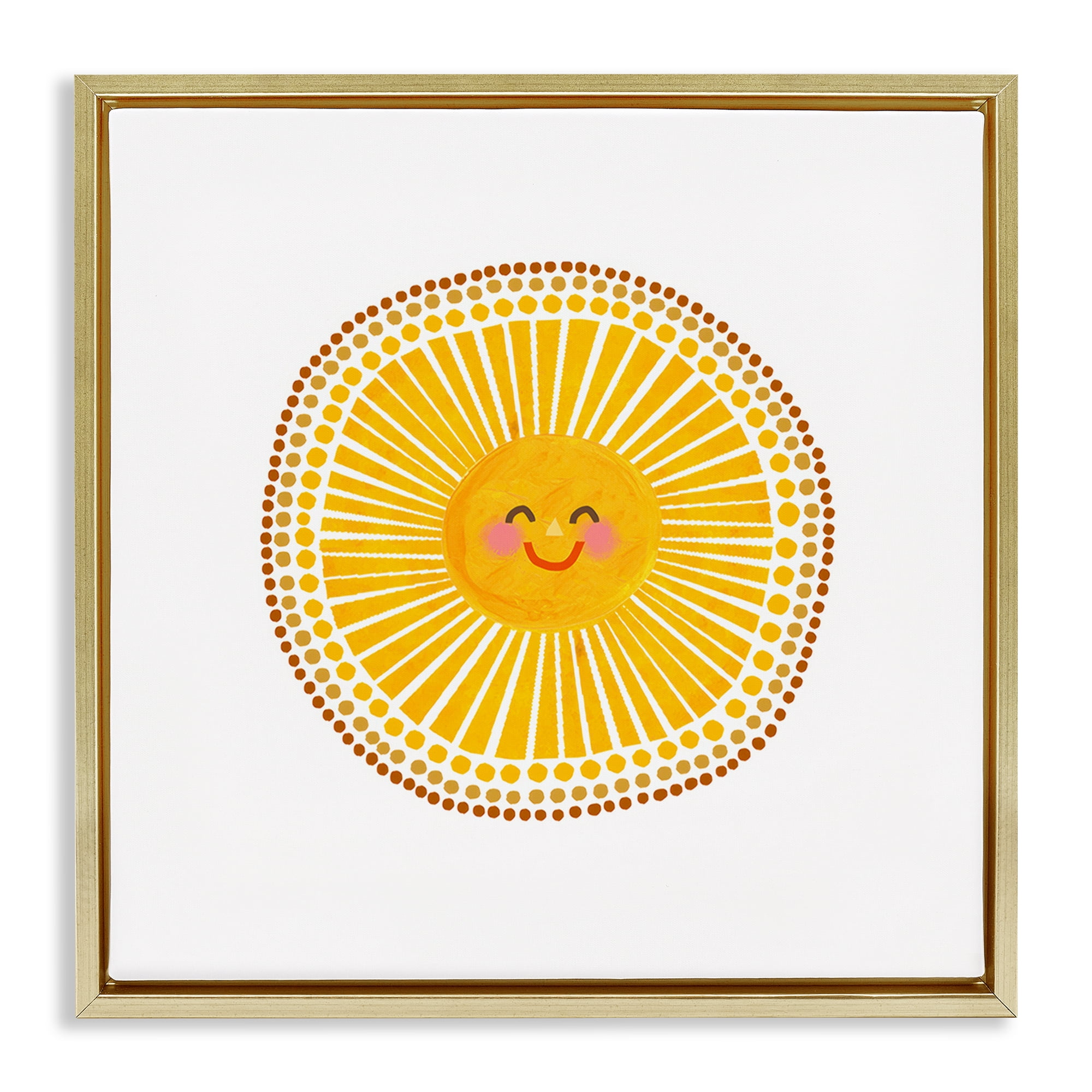 Stupell Industries Yellow Sun's Smile Gold Framed Floater Canvas Wall Art, design by Katherine Herrell Studio