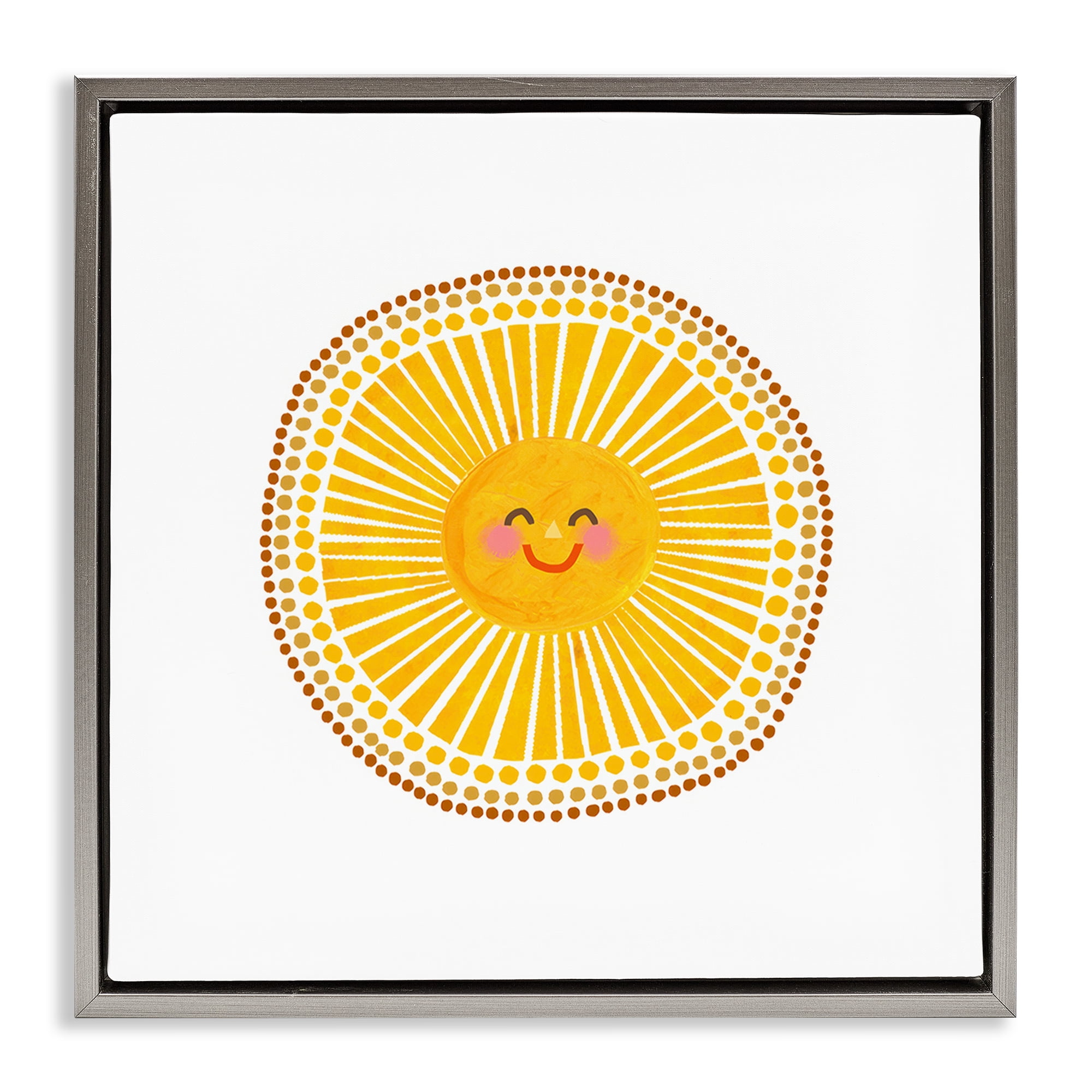 Stupell Industries Yellow Sun's Smile Gray Framed Floater Canvas Wall Art, design by Katherine Herrell Studio