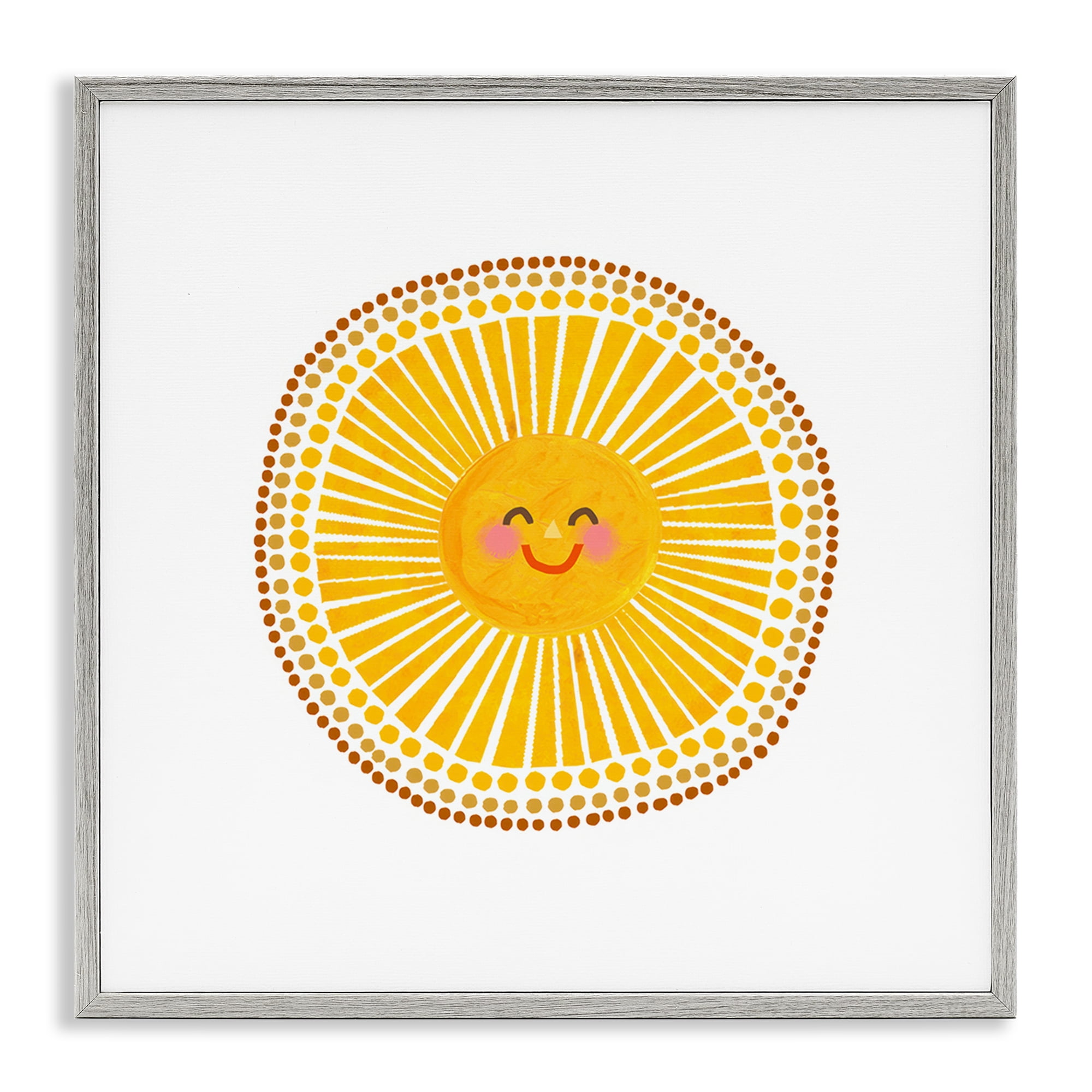 Stupell Industries Yellow Sun's Smile Gray Framed Giclee Art, design by Katherine Herrell Studio