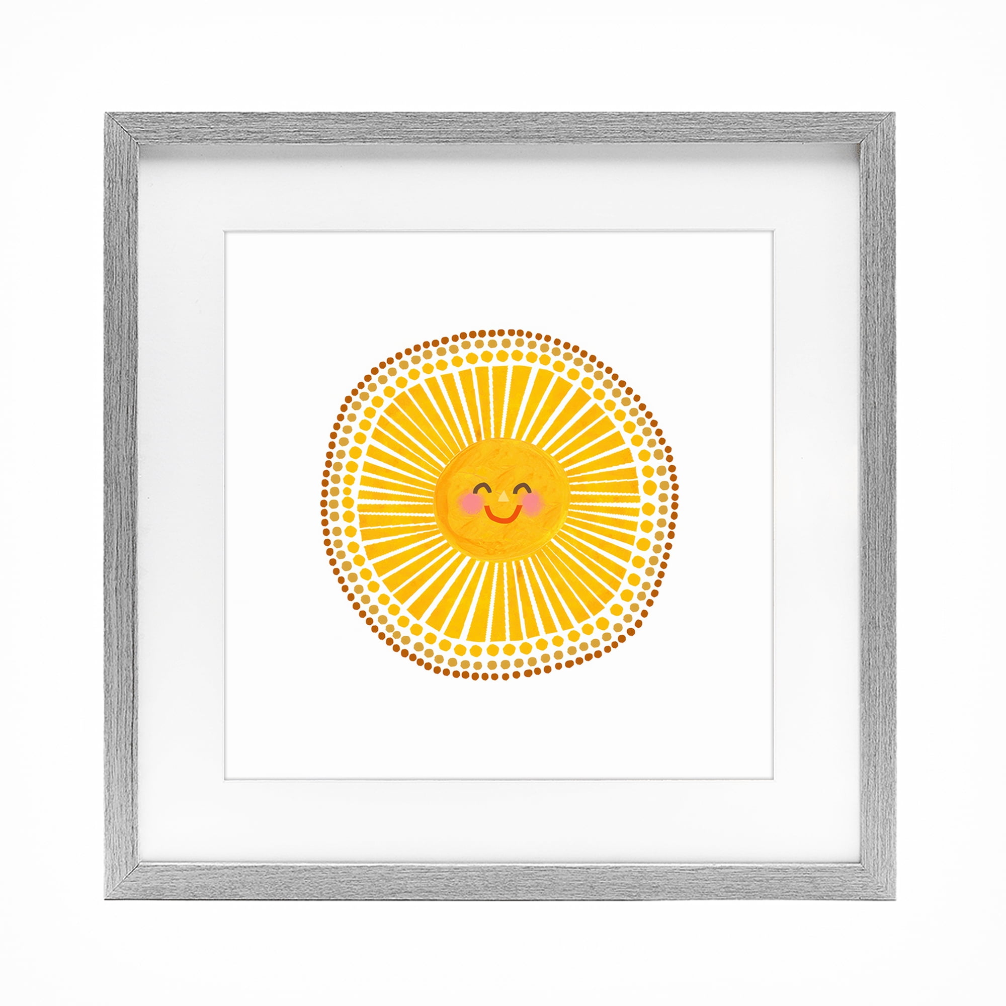 Stupell Industries Yellow Sun's Smile Gray Framed Print Under Glass, design by Katherine Herrell Studio