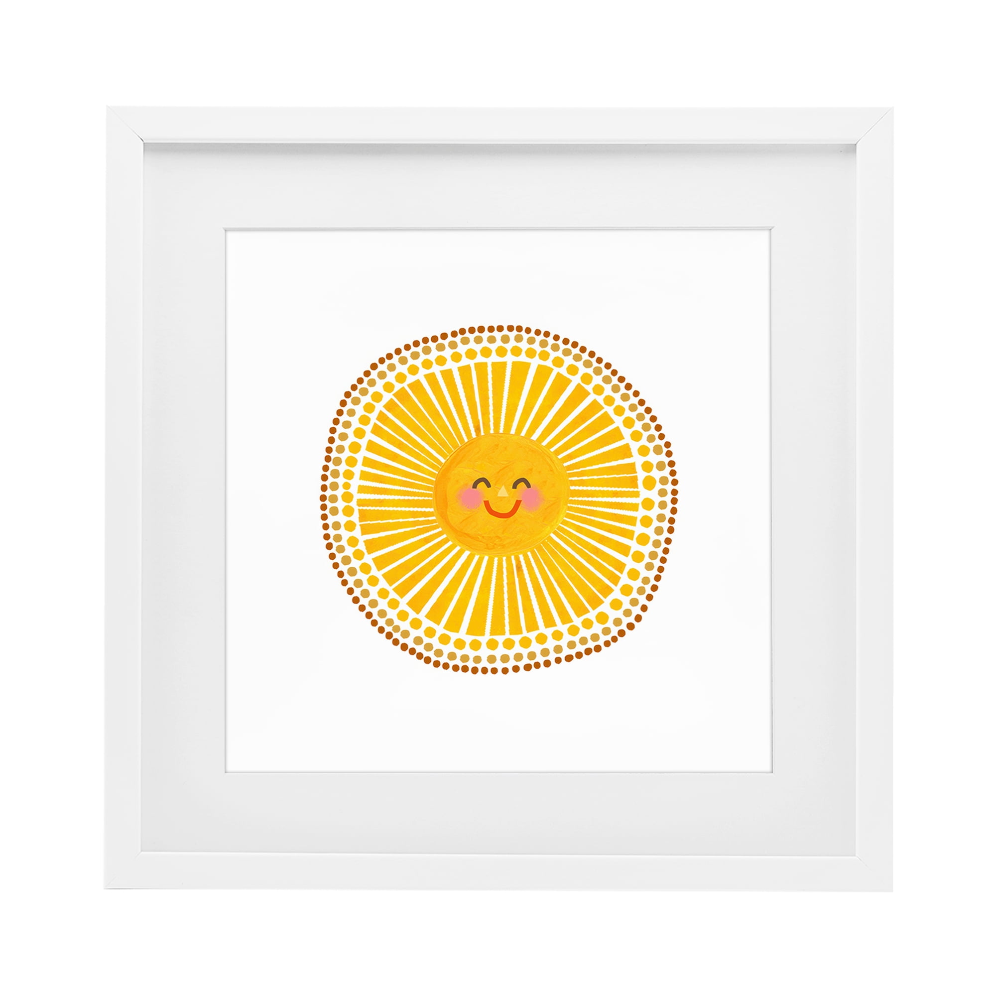 Stupell Industries Yellow Sun's Smile White Framed Print Under Glass, design by Katherine Herrell Studio