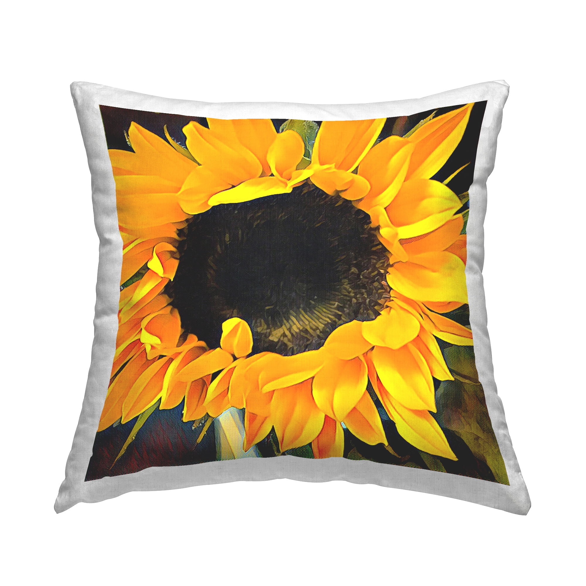 Stupell Industries Yellow Sunflower Blossom Petals Square Decorative Printed Throw Pillow, 18 x 18,