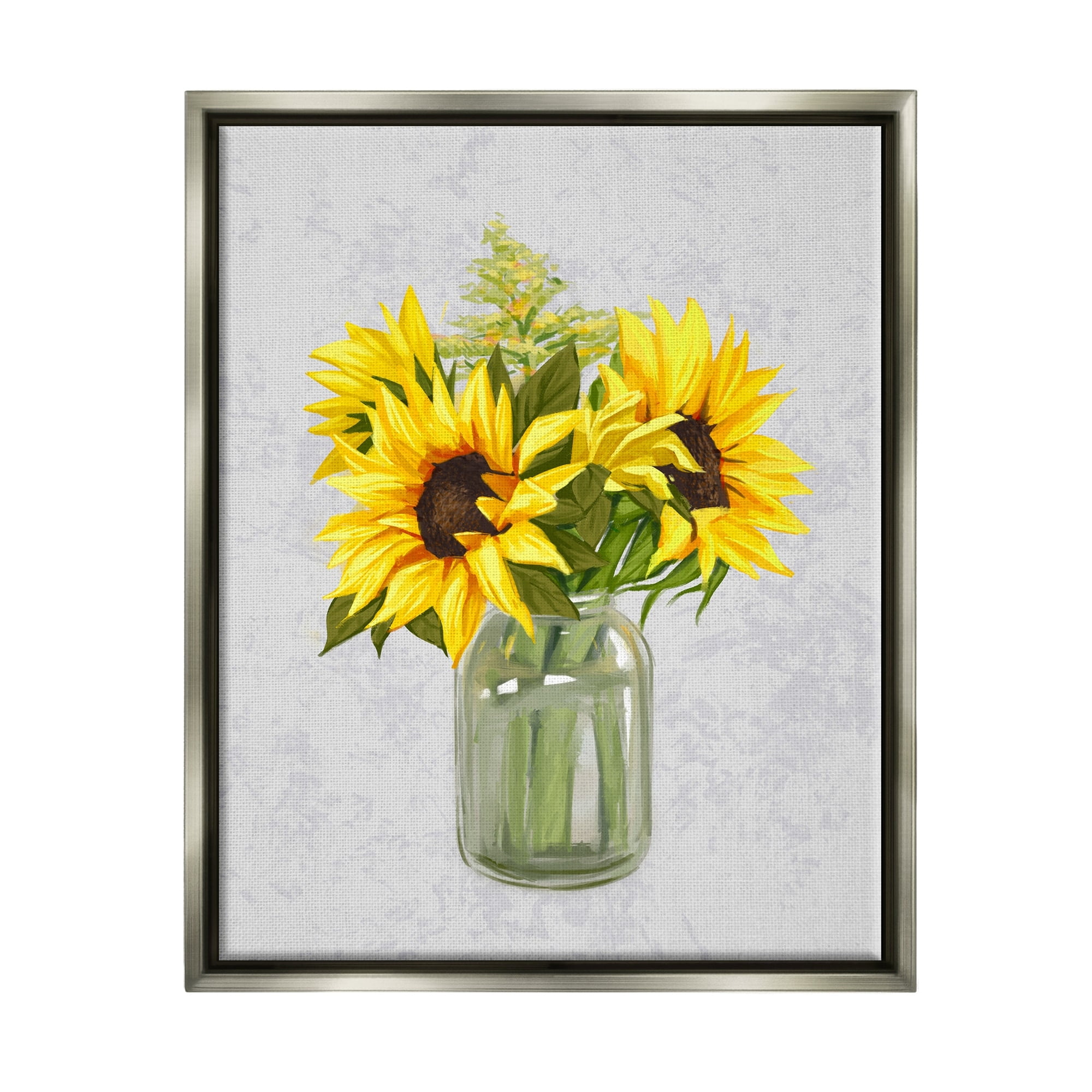 Stupell Industries Yellow Sunflower Blossoms Bouquet Blooming Country Petals Graphic Art Luster Gray Floating Framed Canvas Print Wall Art, Design by Ziwei Li