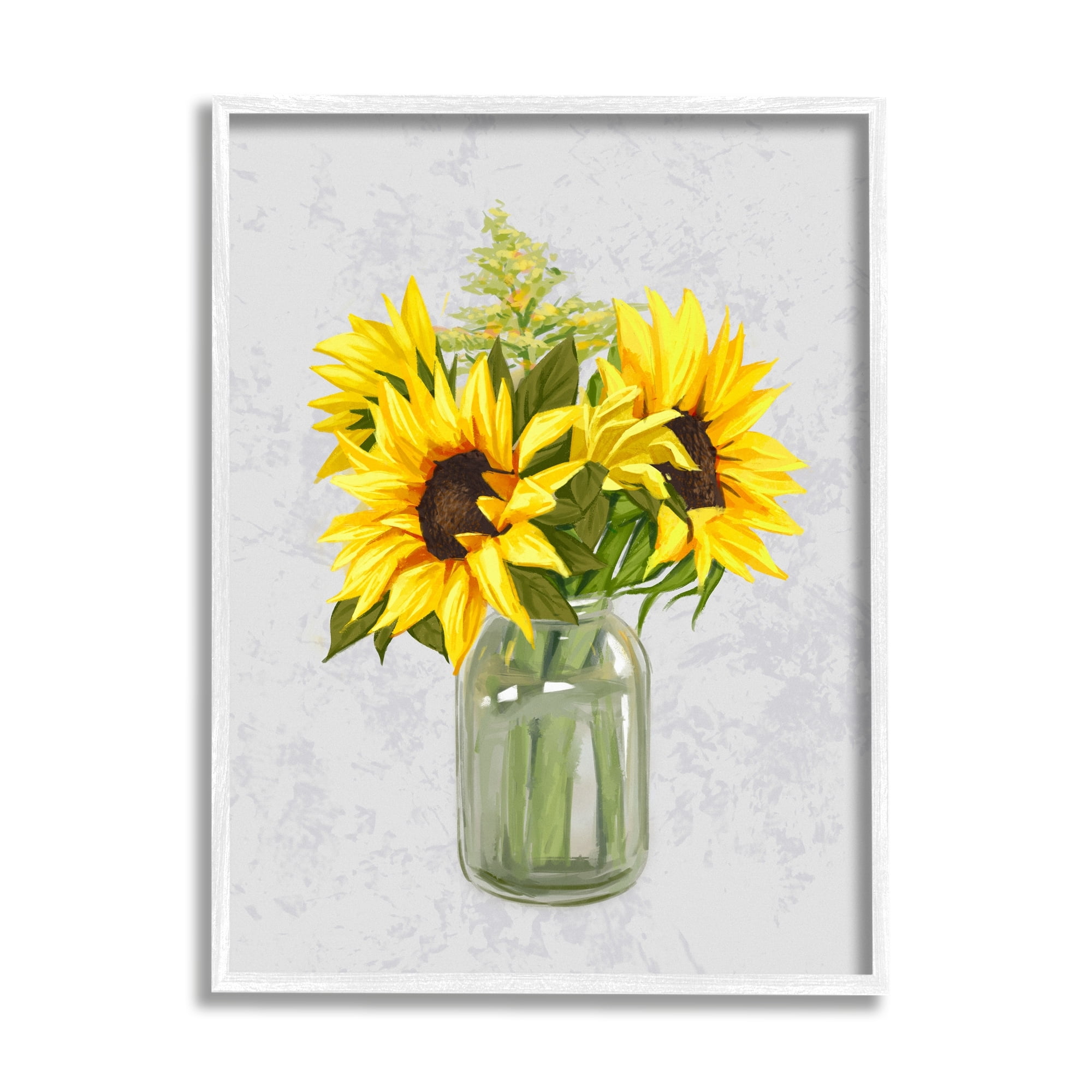 Stupell Industries Yellow Sunflower Blossoms Bouquet Blooming Country Petals Graphic Art White Framed Art Print Wall Art, Design by Ziwei Li