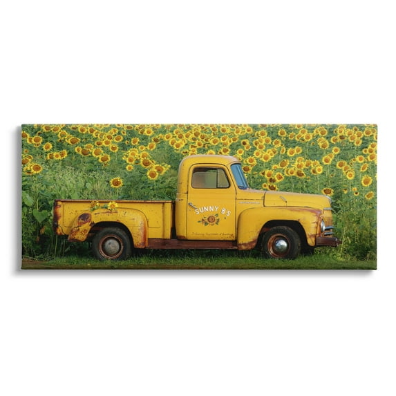 Stupell Industries Yellow Sunflower Field Truck Photograph Gallery Wrapped Canvas Print Wall Art, Design by Carrie Ann Grippo-Pike