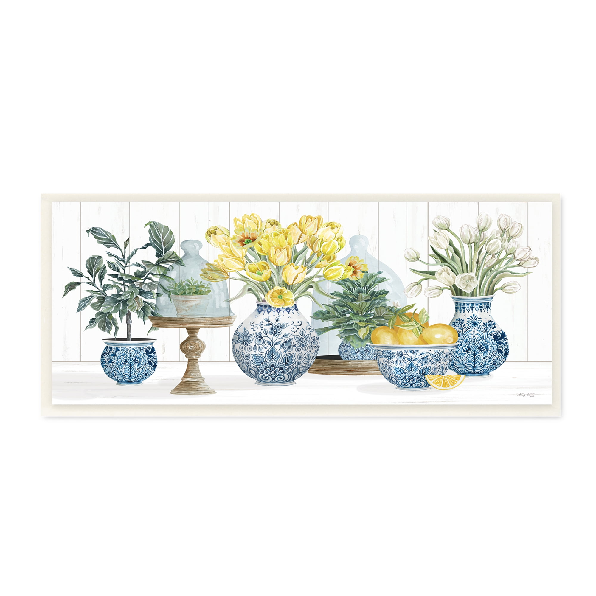 Stupell Industries Yellow Tulips Lemon Fruits Traditional Country Plant, 17 x 7, Design by Cindy Jacobs
